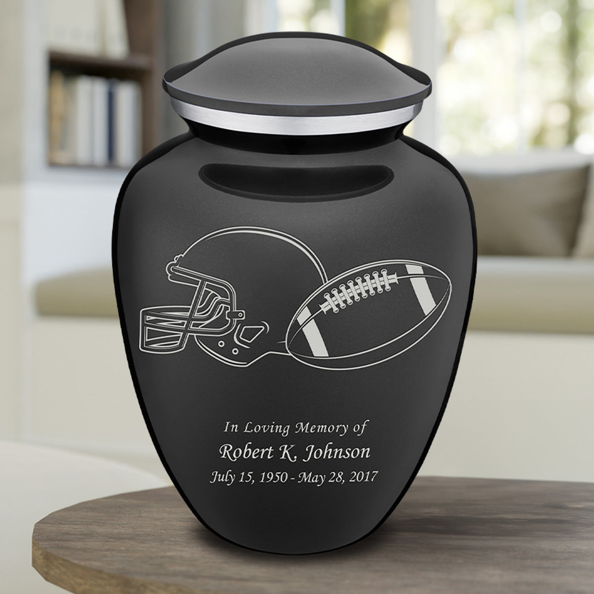 Adult Embrace Charcoal Football Cremation Urn