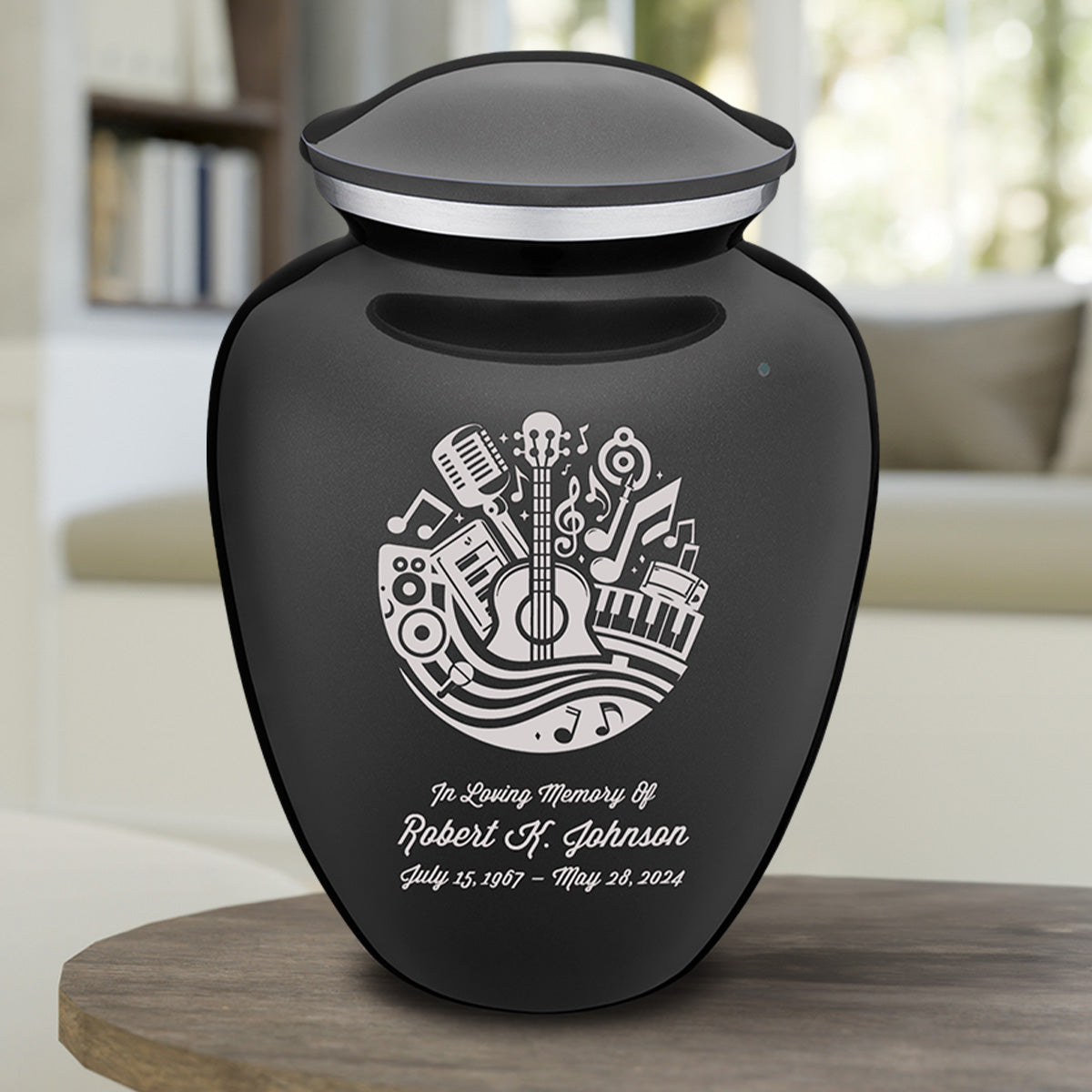 Adult Embrace Charcoal Black Music Cremation Urn