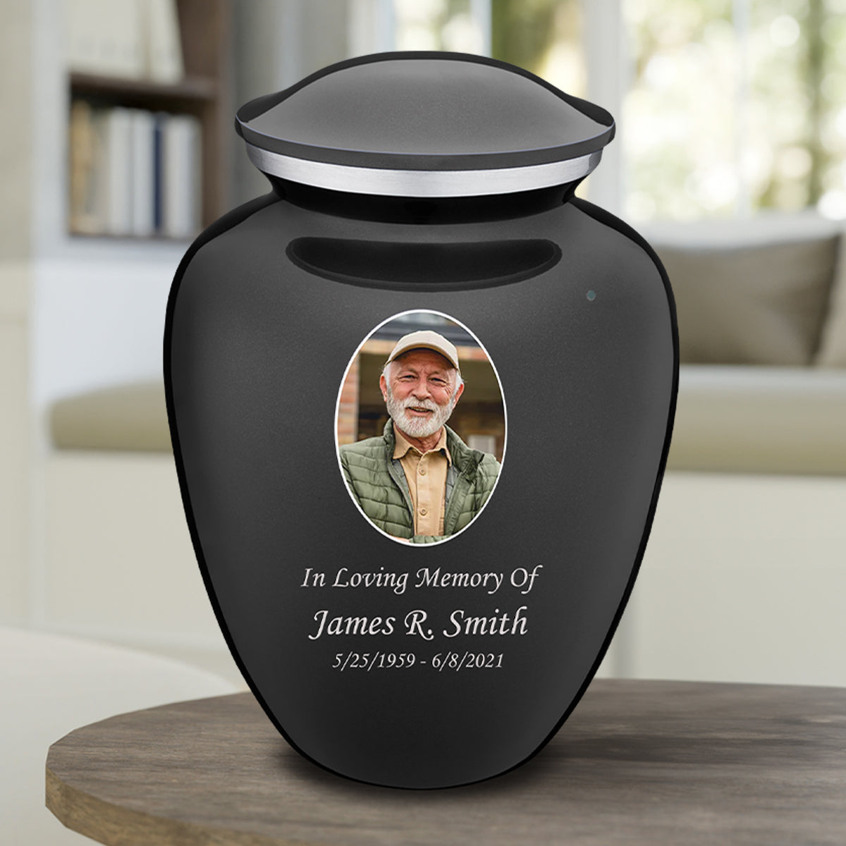 Adult Embrace Charcoal Portrait Cremation Urn