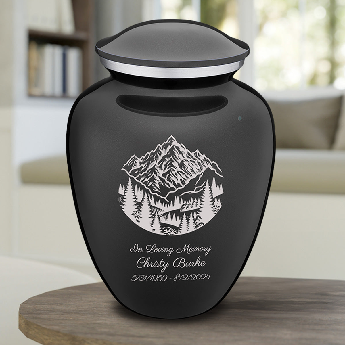 Adult Embrace Charcoal Black Rocky Mountains Cremation Urn
