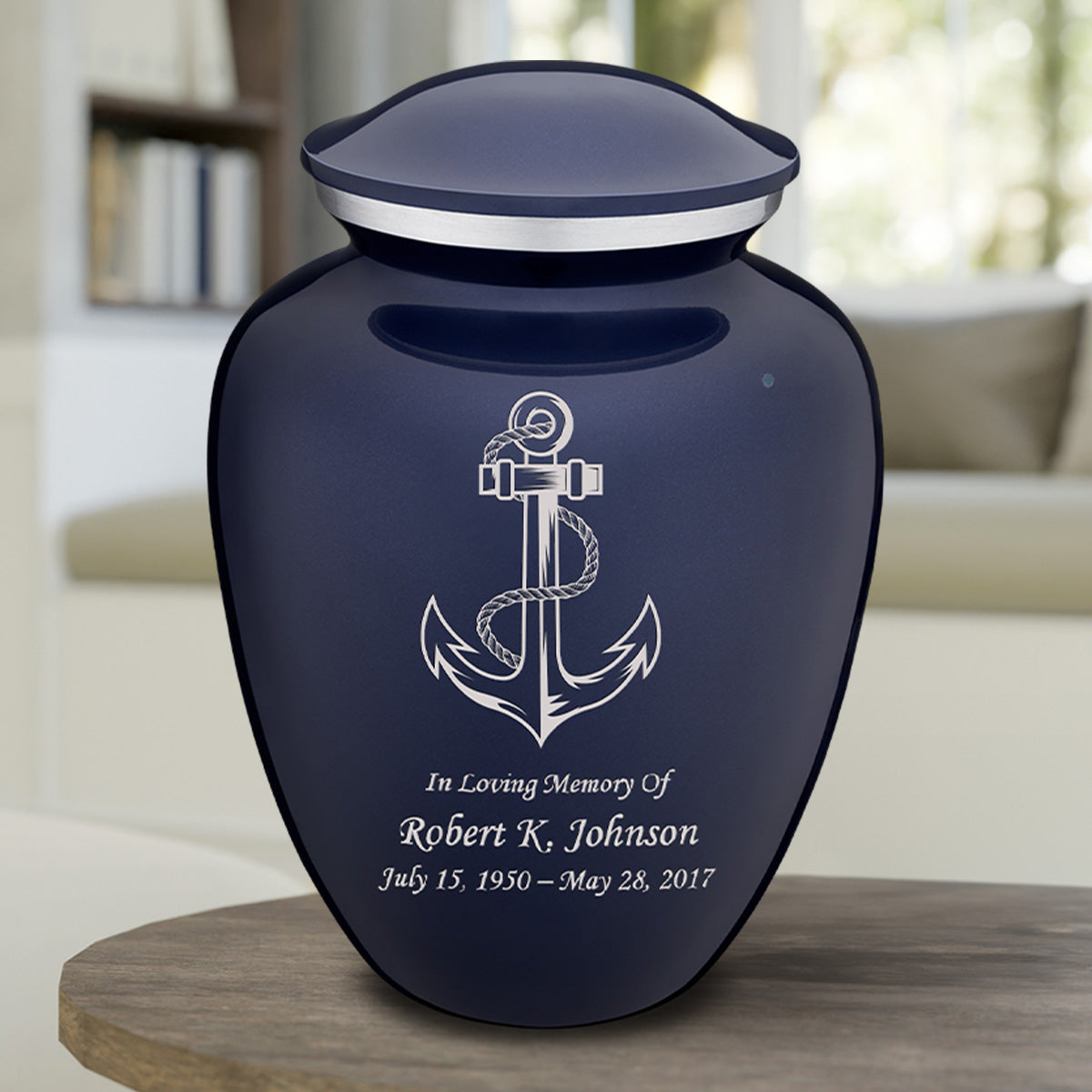 Adult Embrace Cobalt Blue Anchor Cremation Urn