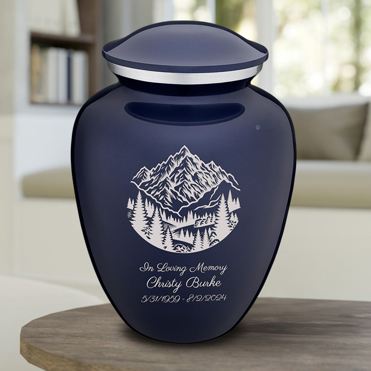 Adult Embrace Cobalt Blue Rocky Mountains Cremation Urn