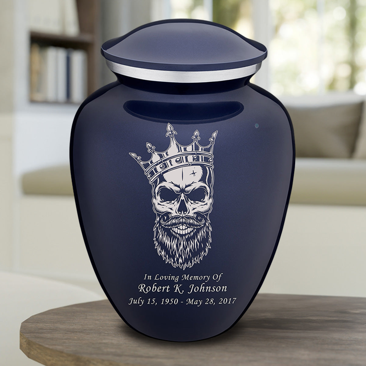 Adult Embrace Cobalt Blue Skull Cremation Urn