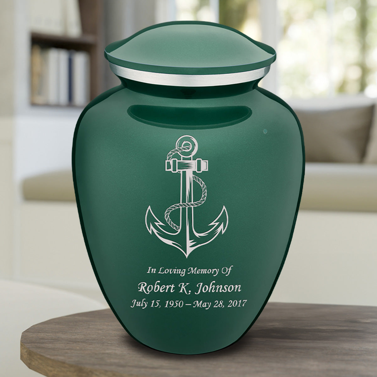 Adult Embrace Green Anchor Cremation Urn