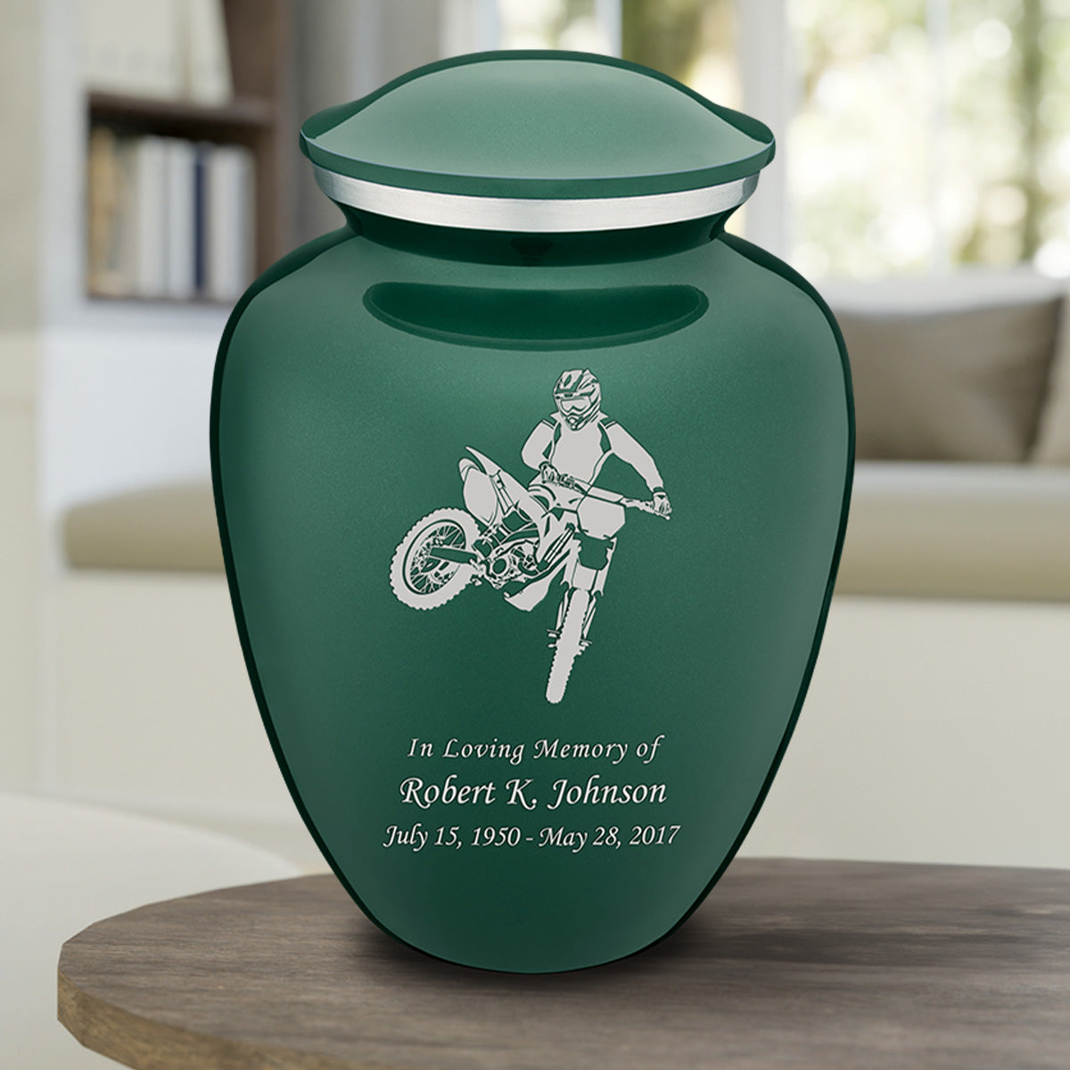 Adult Embrace Green Dirt Bike Cremation Urn
