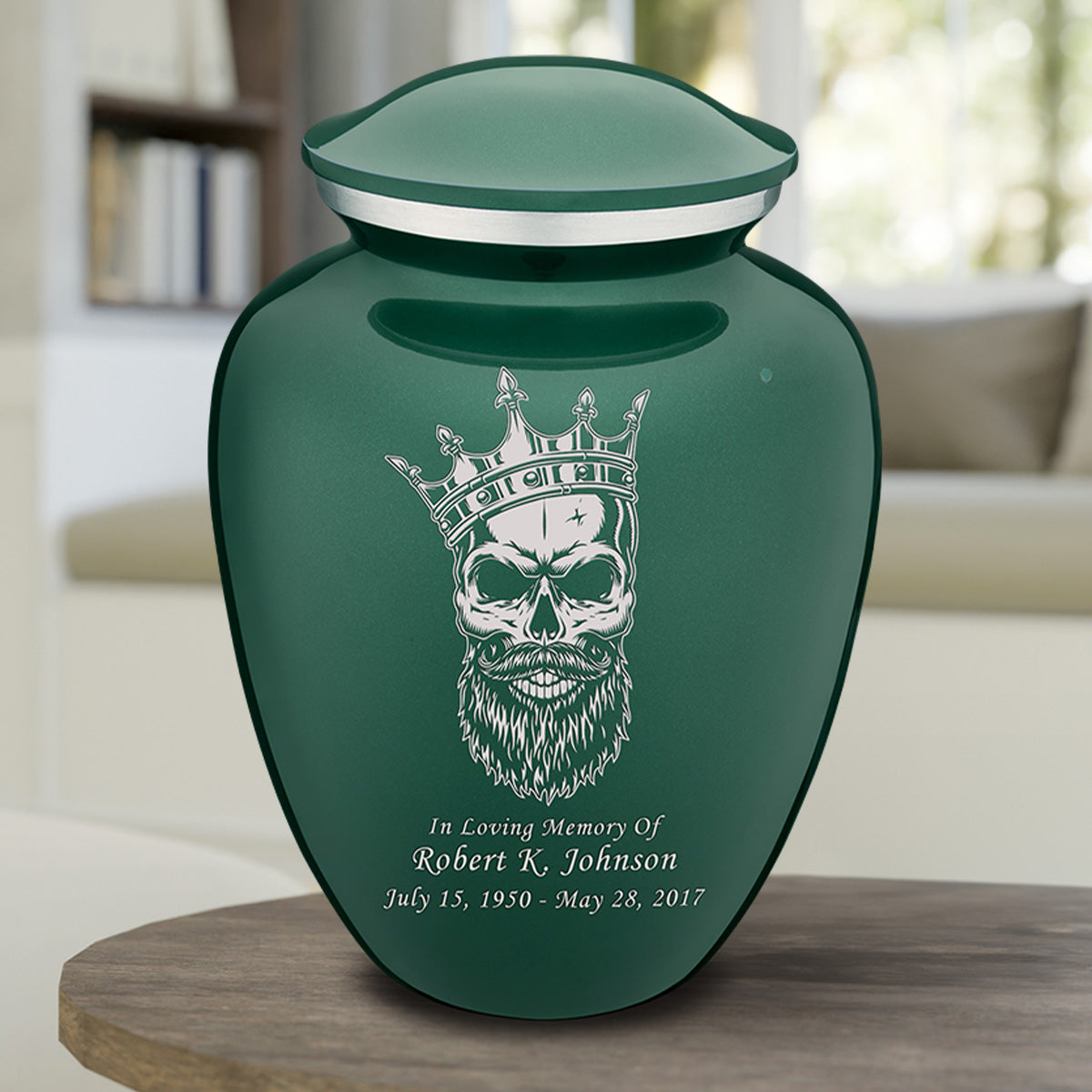 Adult Embrace Green Skull Cremation Urn