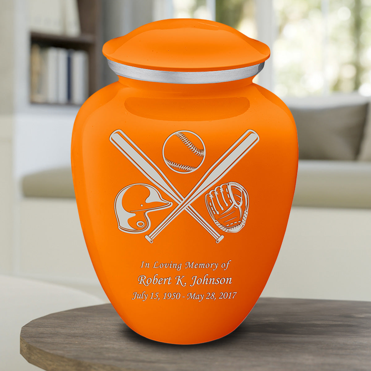 Adult Embrace Burnt Orange Baseball Cremation Urn