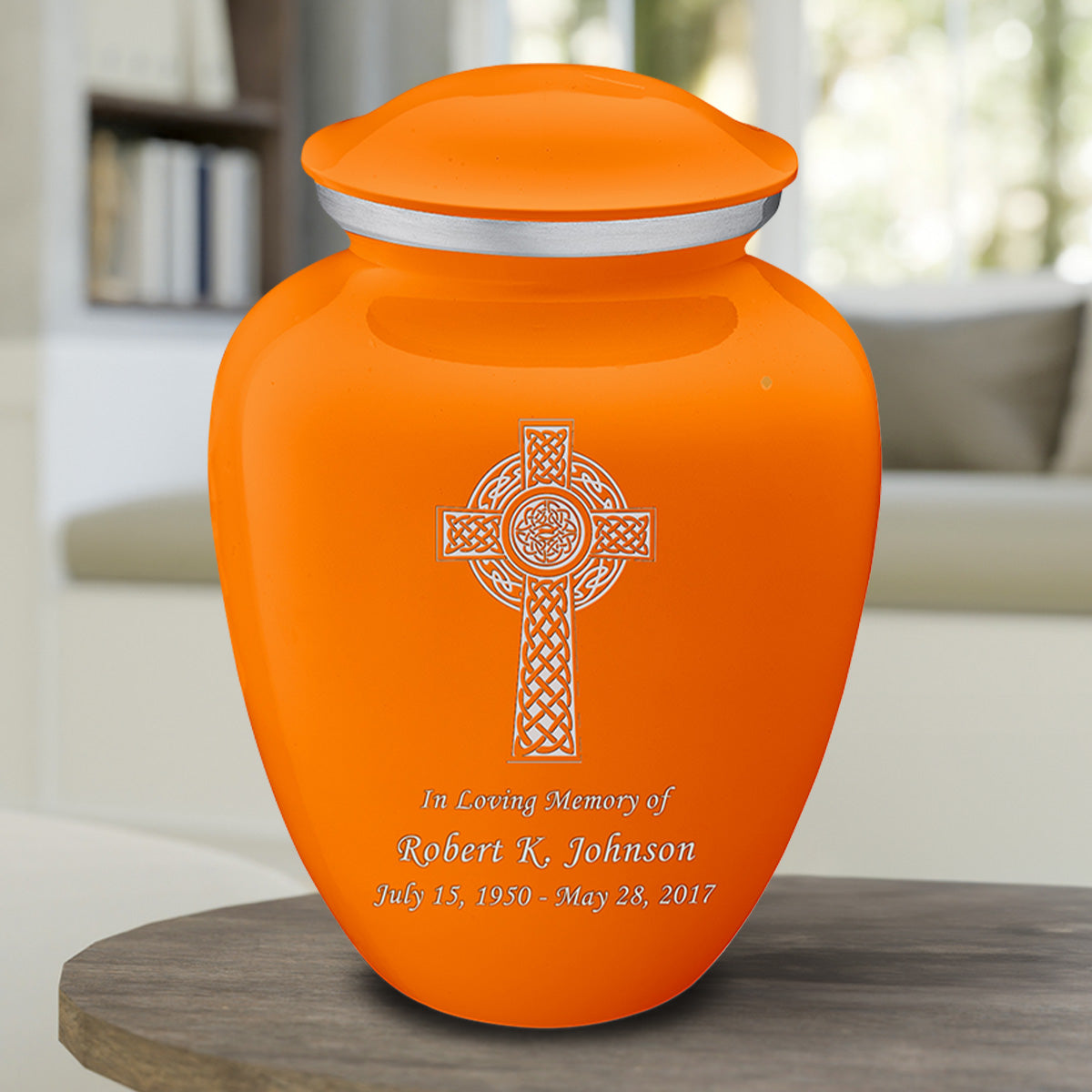 Adult Embrace Burnt Orange Celtic Cross Cremation Urn