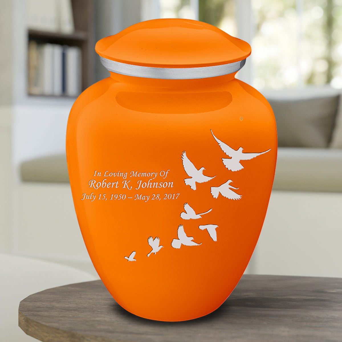 Adult Embrace Burnt Orange Doves Cremation Urn