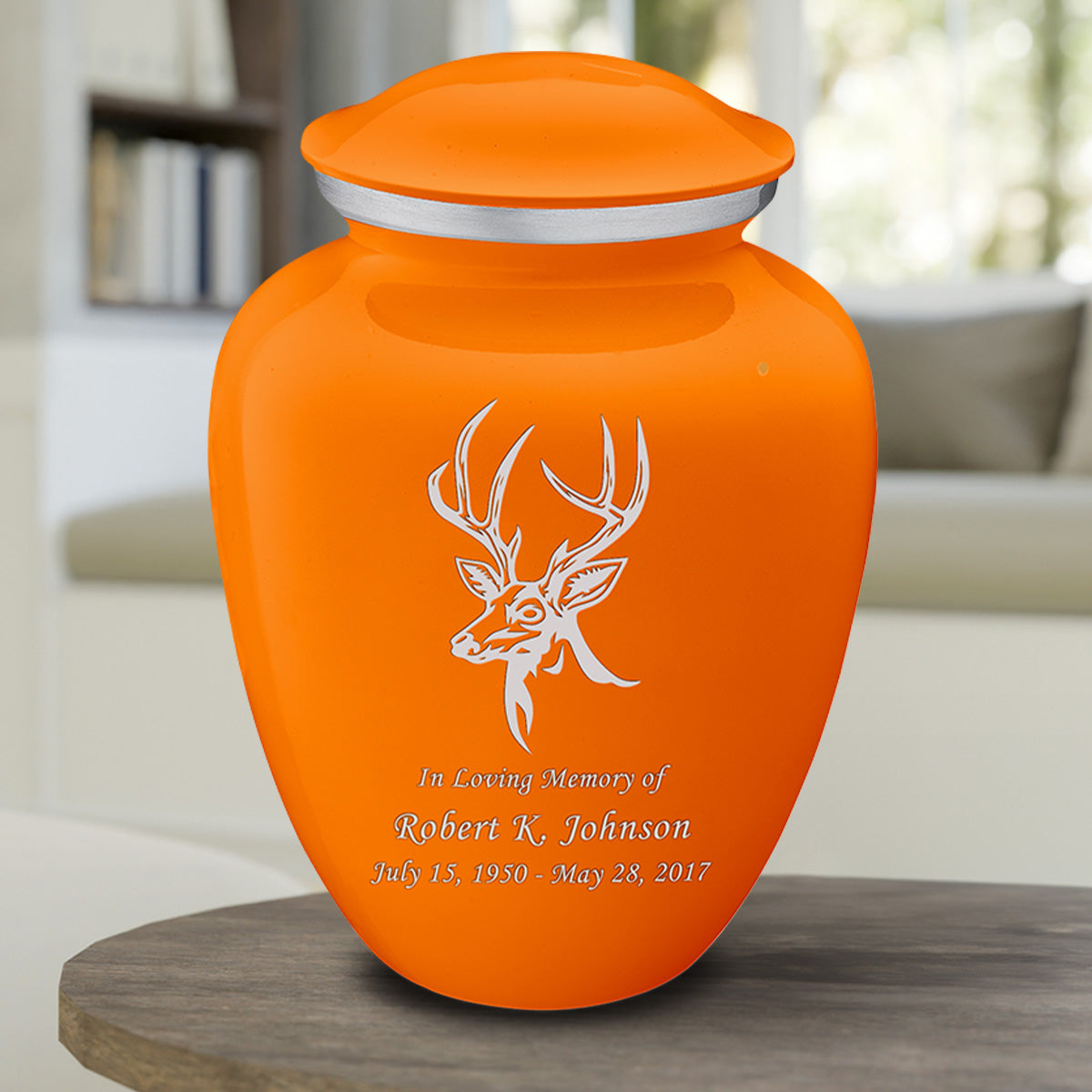 Adult Embrace Burnt Orange Deer Cremation Urn