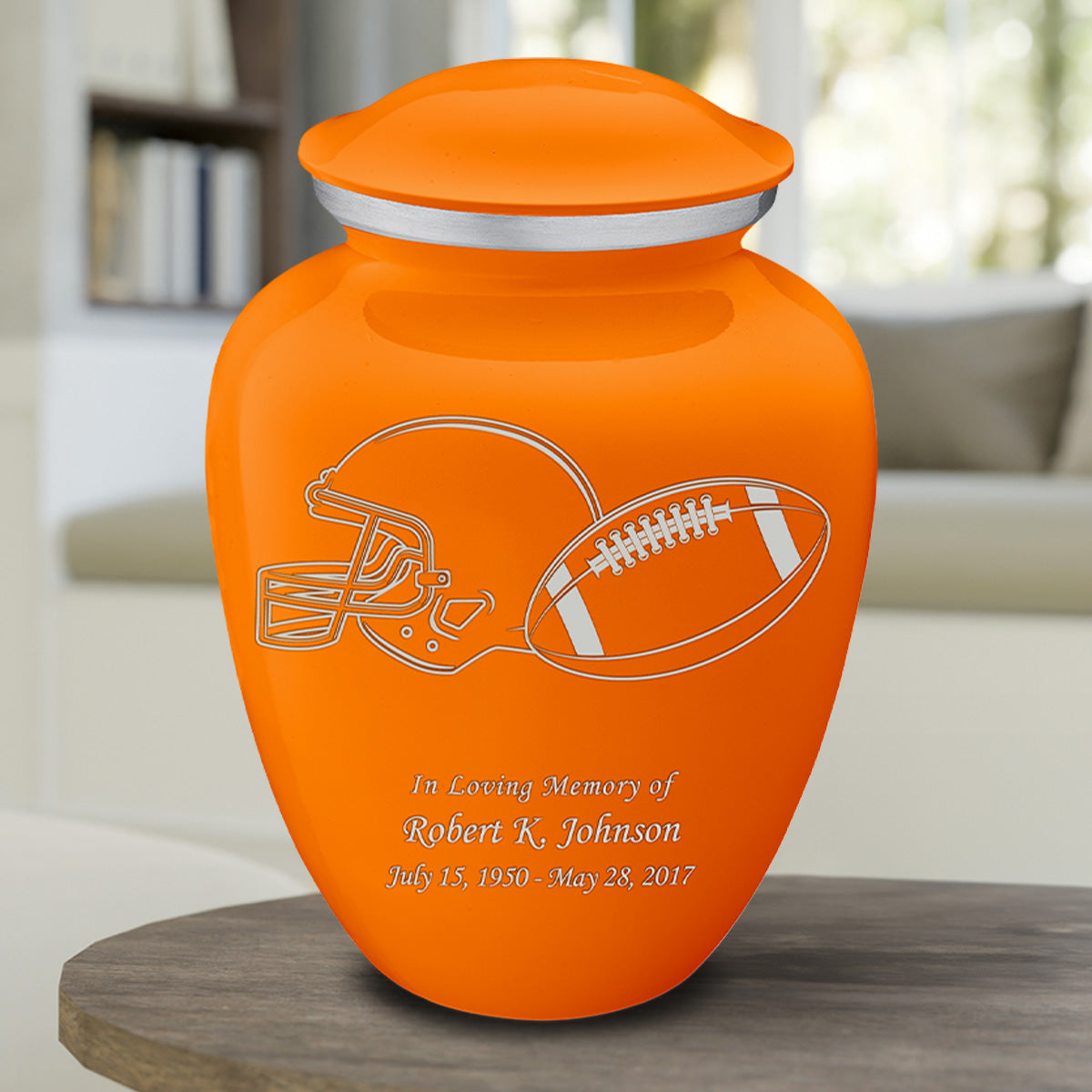 Adult Embrace Burnt Orange Football Cremation Urn
