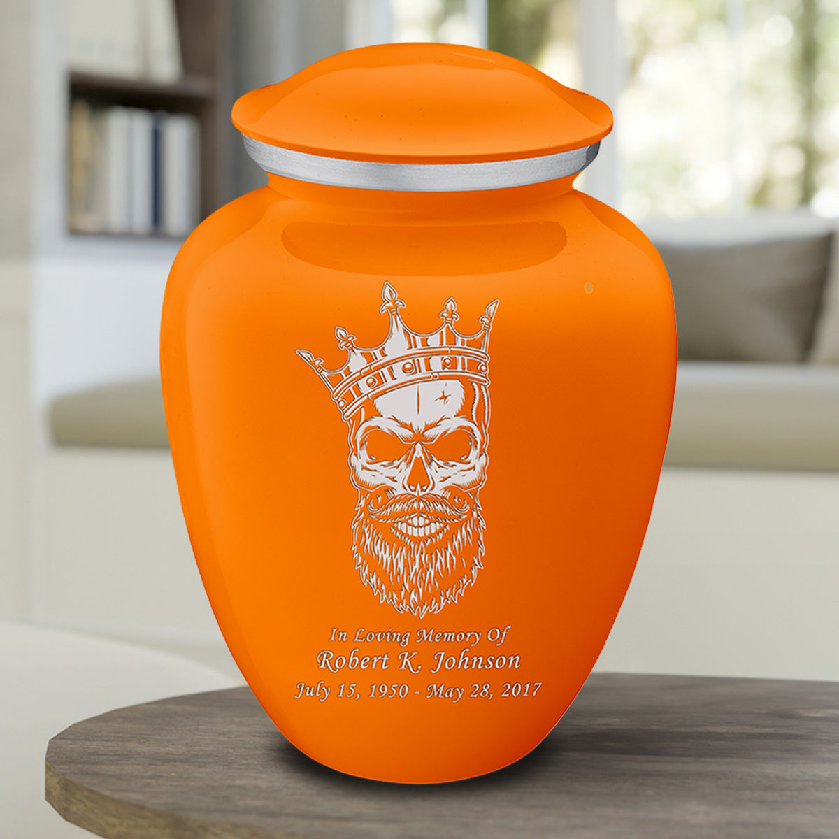 Adult Embrace Burnt Orange Skull Cremation Urn