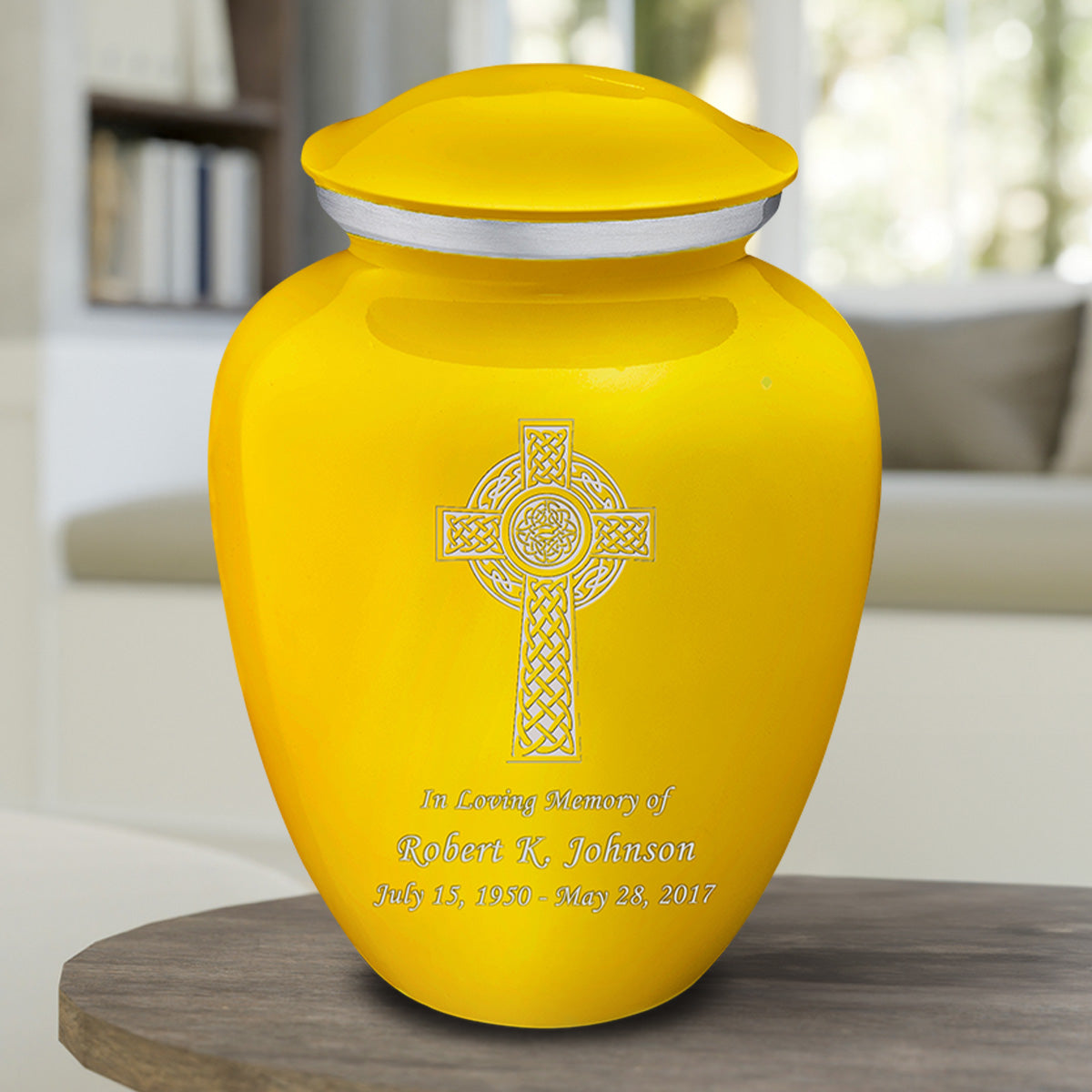 Adult Embrace Yellow Celtic Cross Cremation Urn