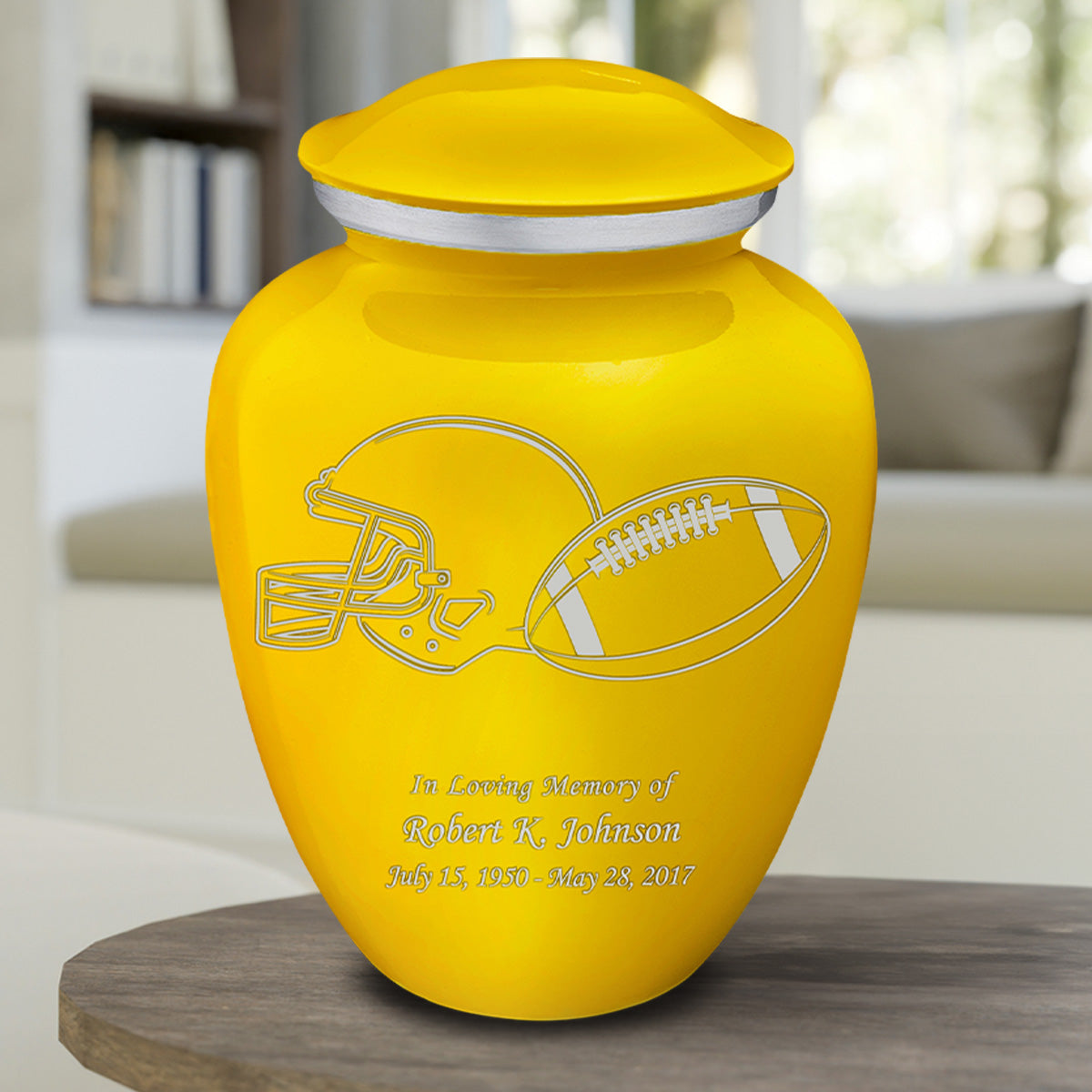Adult Embrace Yellow Football Cremation Urn