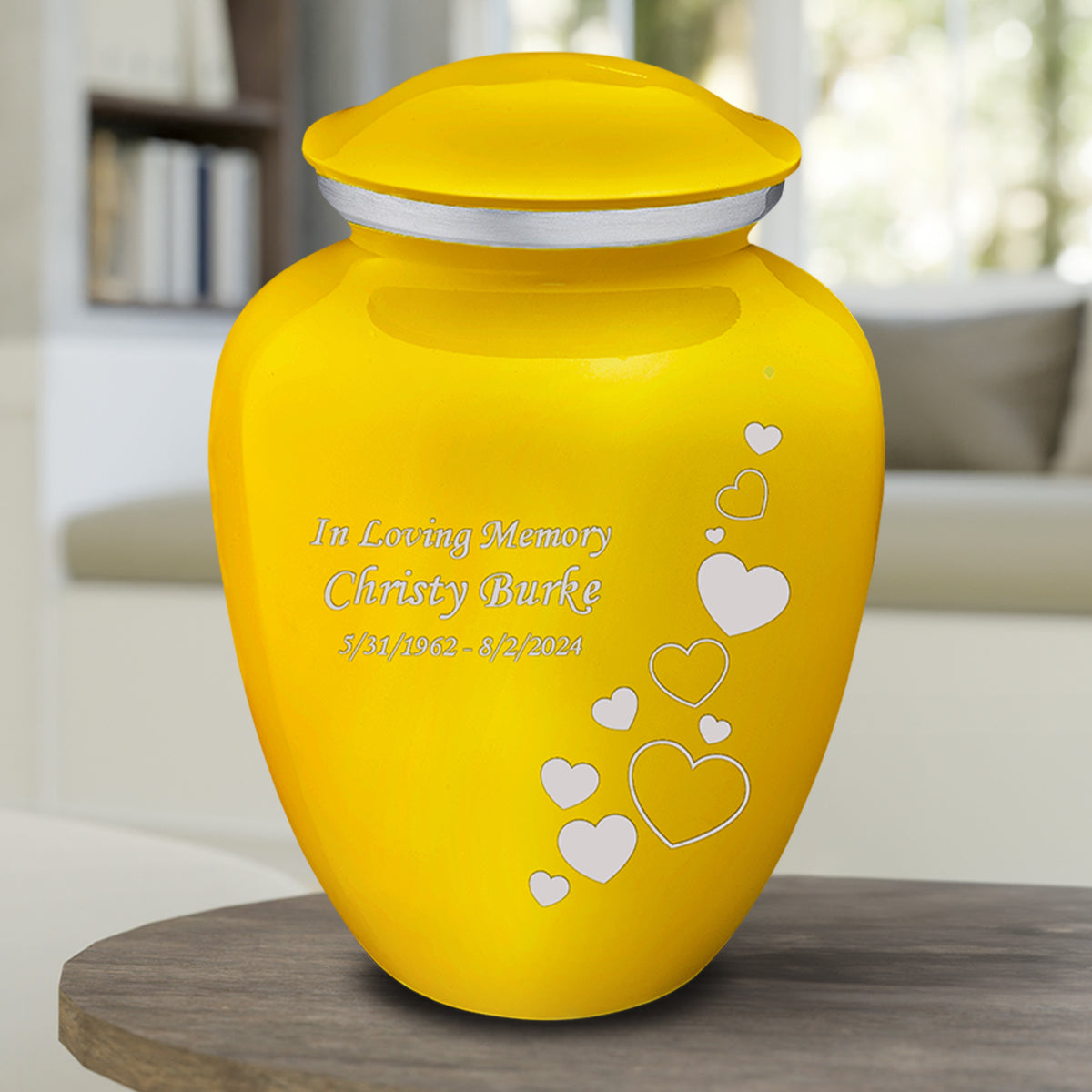 Adult Embrace Yellow Floating Heart Cremation Urn