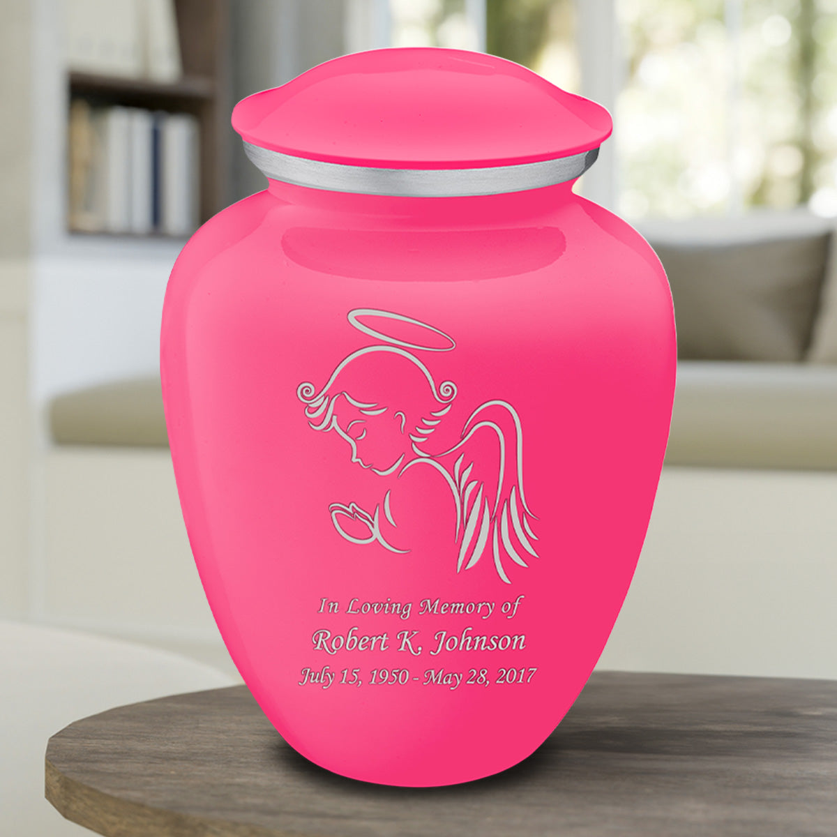 Adult Embrace Bright Pink Angel Cremation Urn