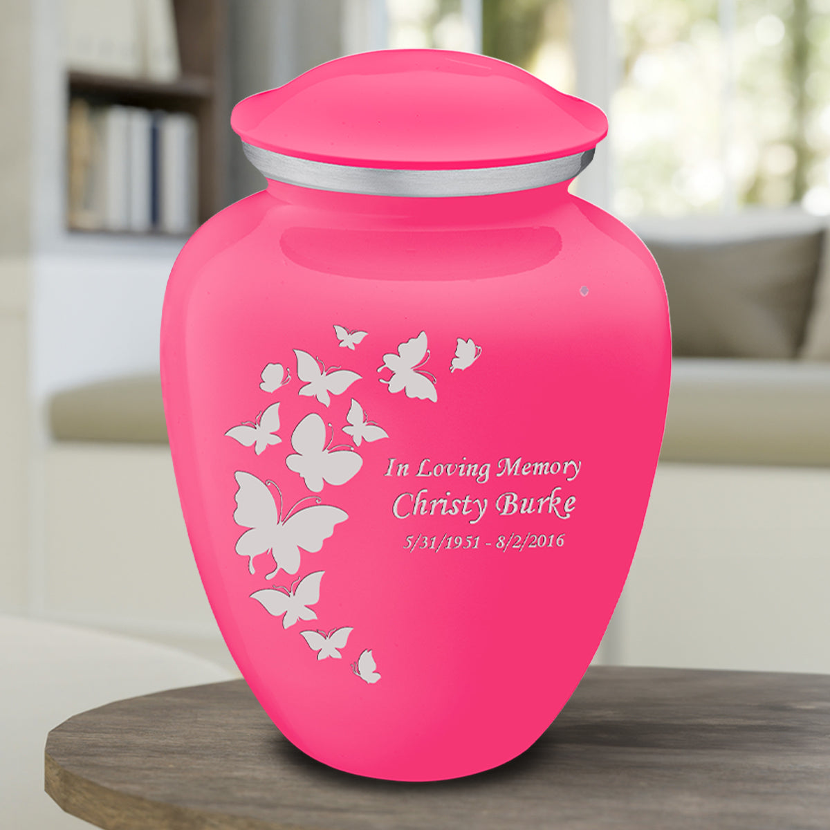 Adult Embrace Bright Pink Butterfly Cremation Urn