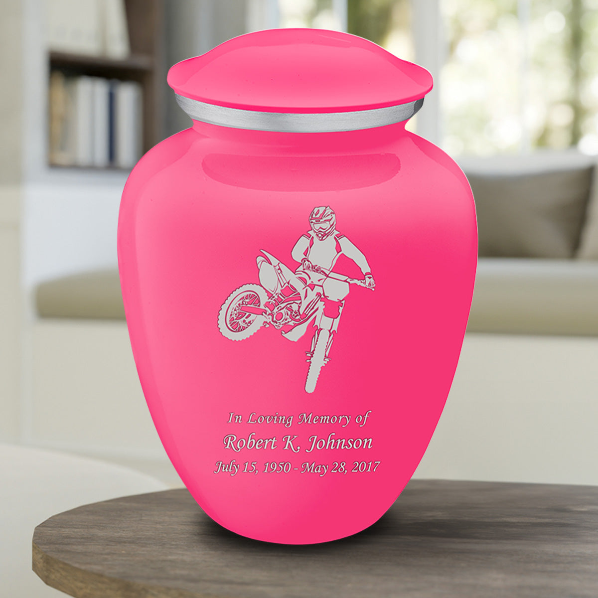 Adult Embrace Bright Pink Dirt Bike Cremation Urn
