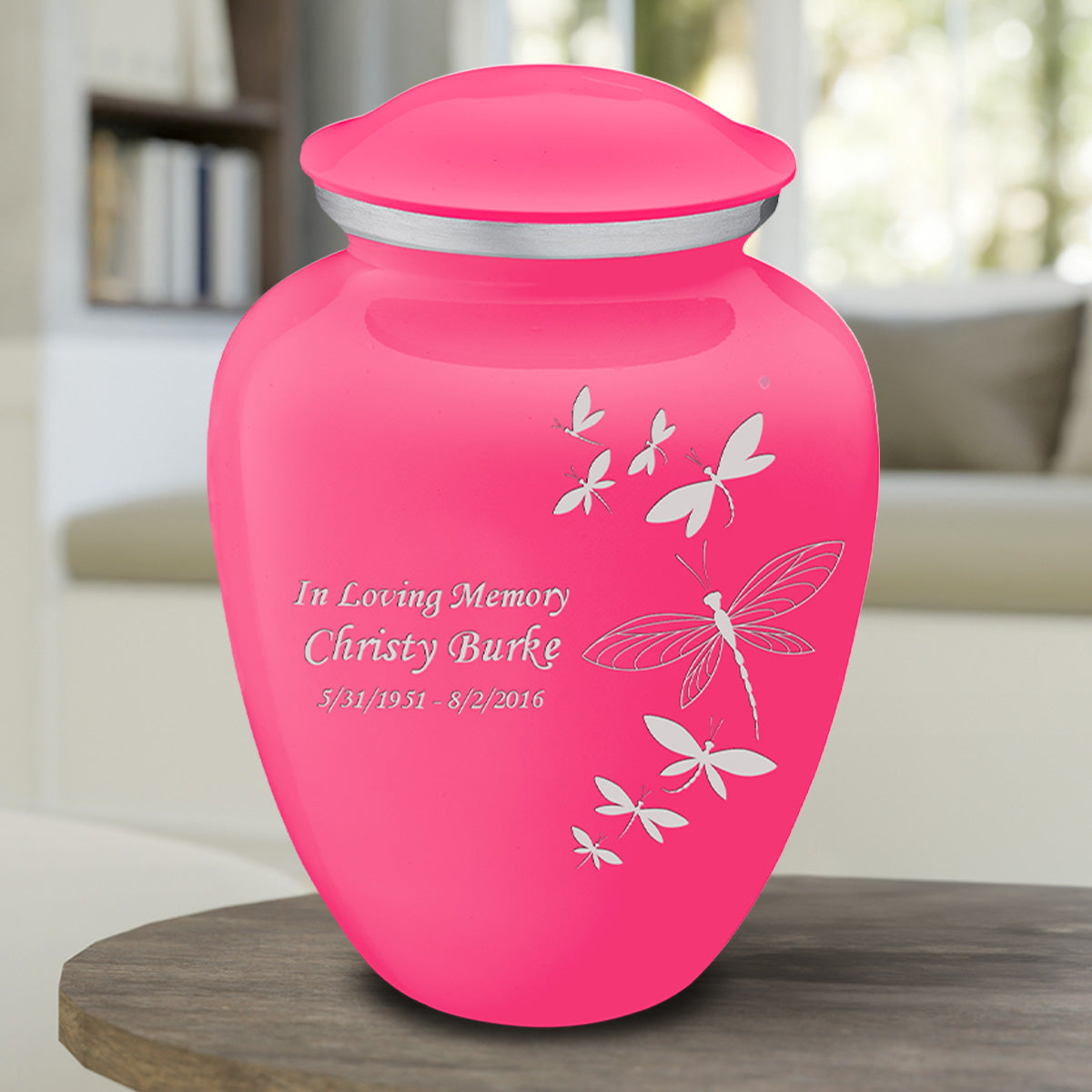 Adult Embrace Bright Pink Dragonflies Cremation Urn