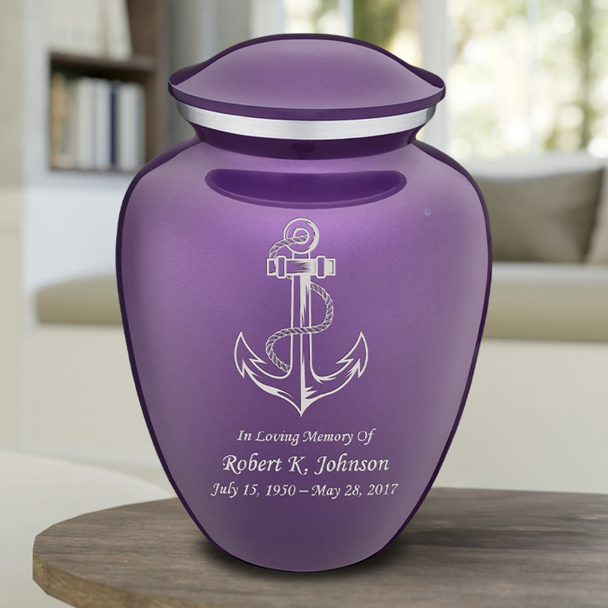 Adult Embrace Purple Anchor Cremation Urn