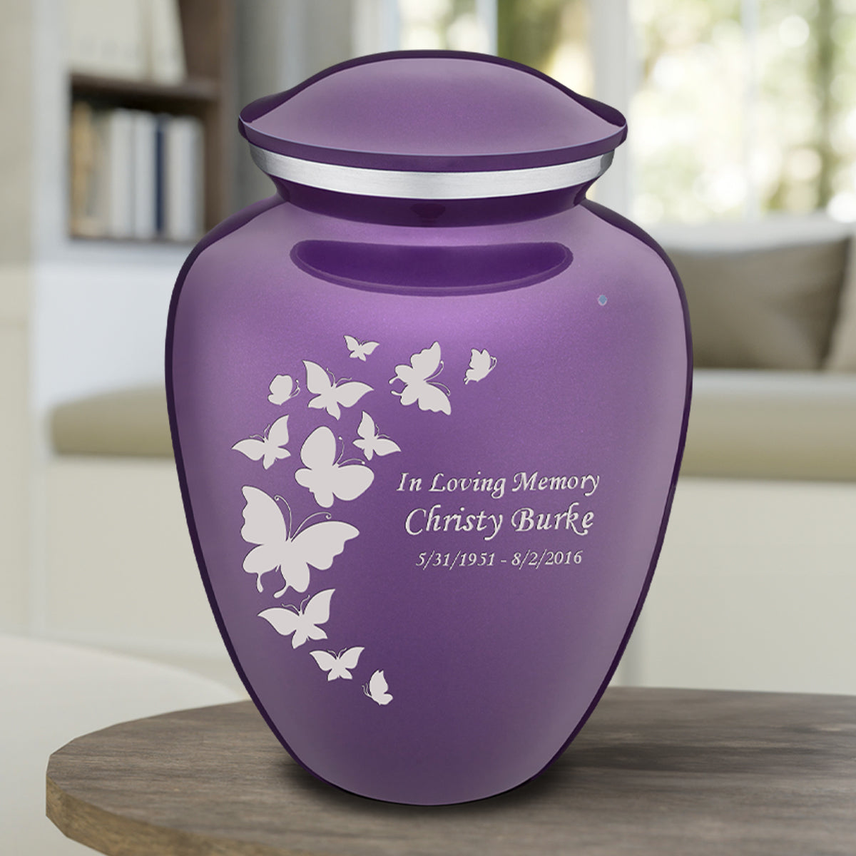 Adult Embrace Purple Butterfly Cremation Urn