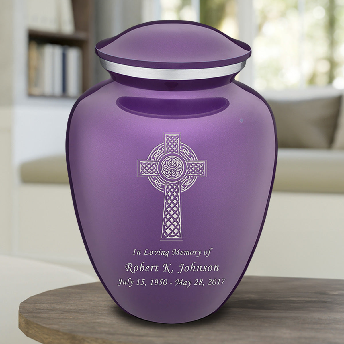 Adult Embrace Purple Celtic Cross Cremation Urn