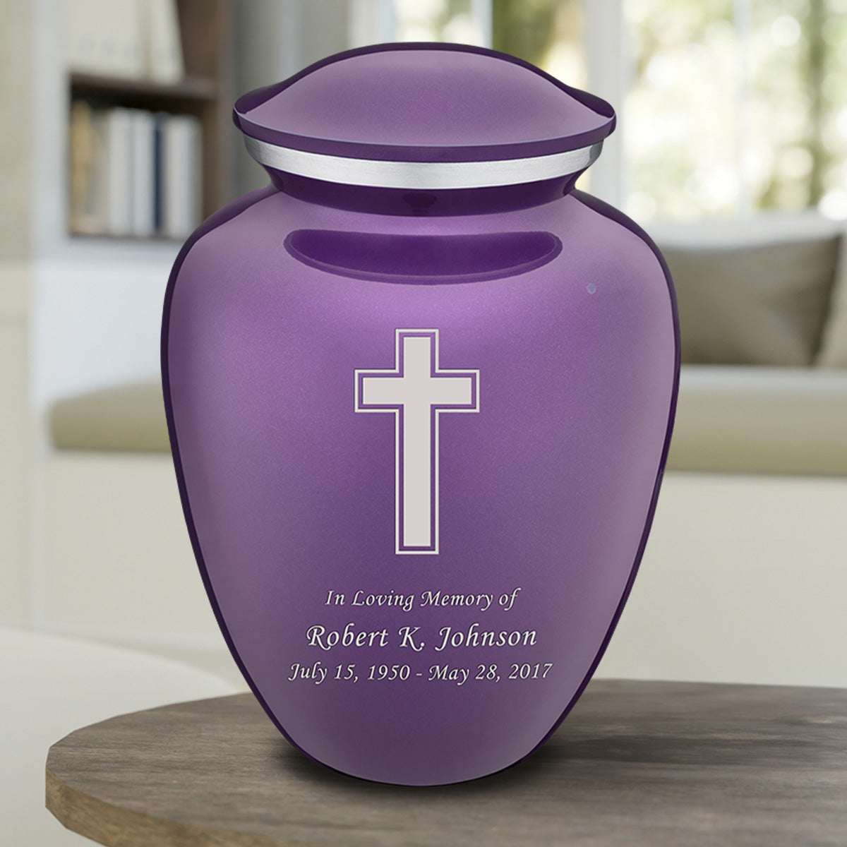 Adult Embrace Purple Simple Cross Cremation Urn