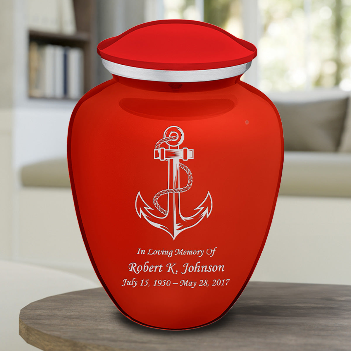 Adult Embrace Bright Red Anchor Cremation Urn