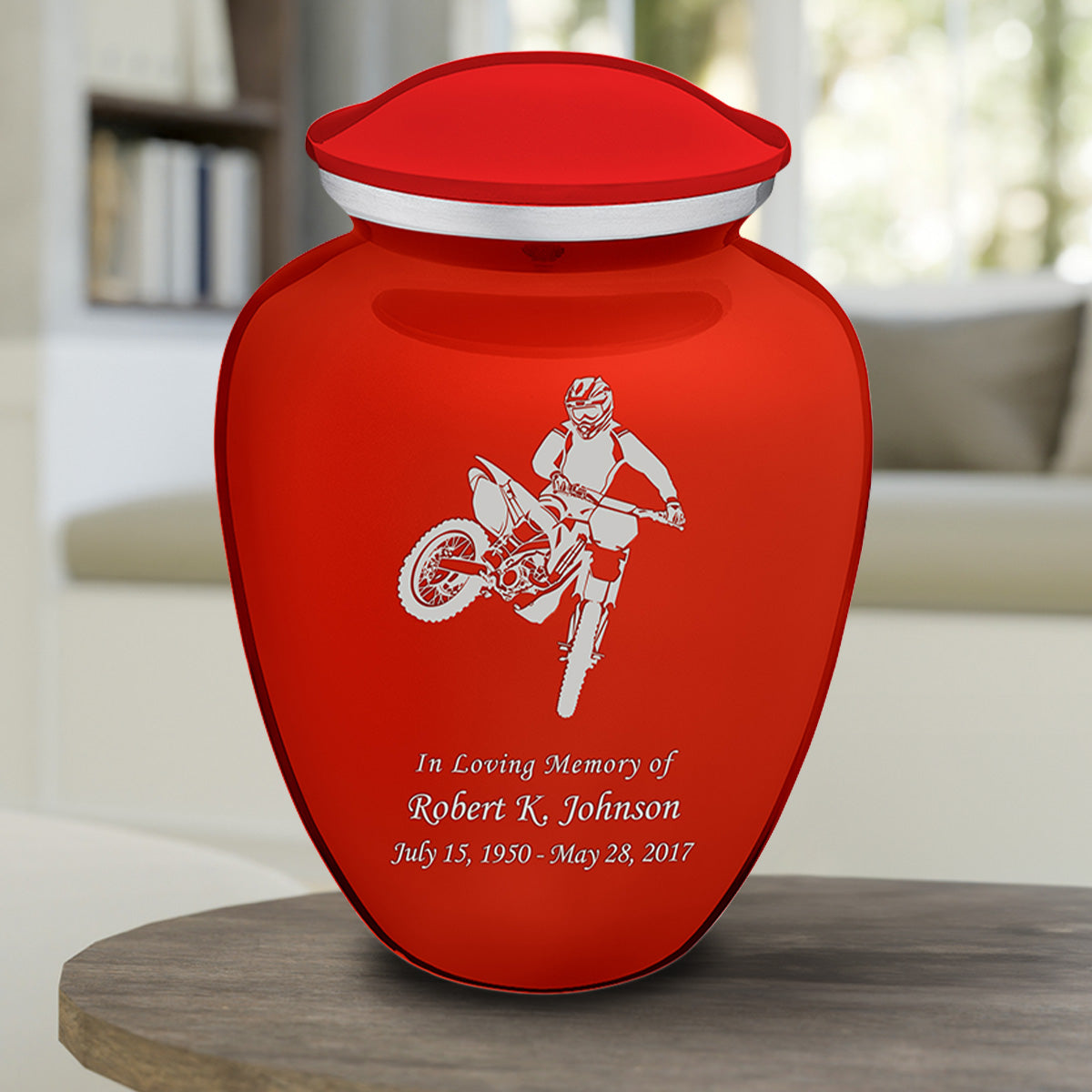 Adult Embrace Bright Red Dirt Bike Cremation Urn
