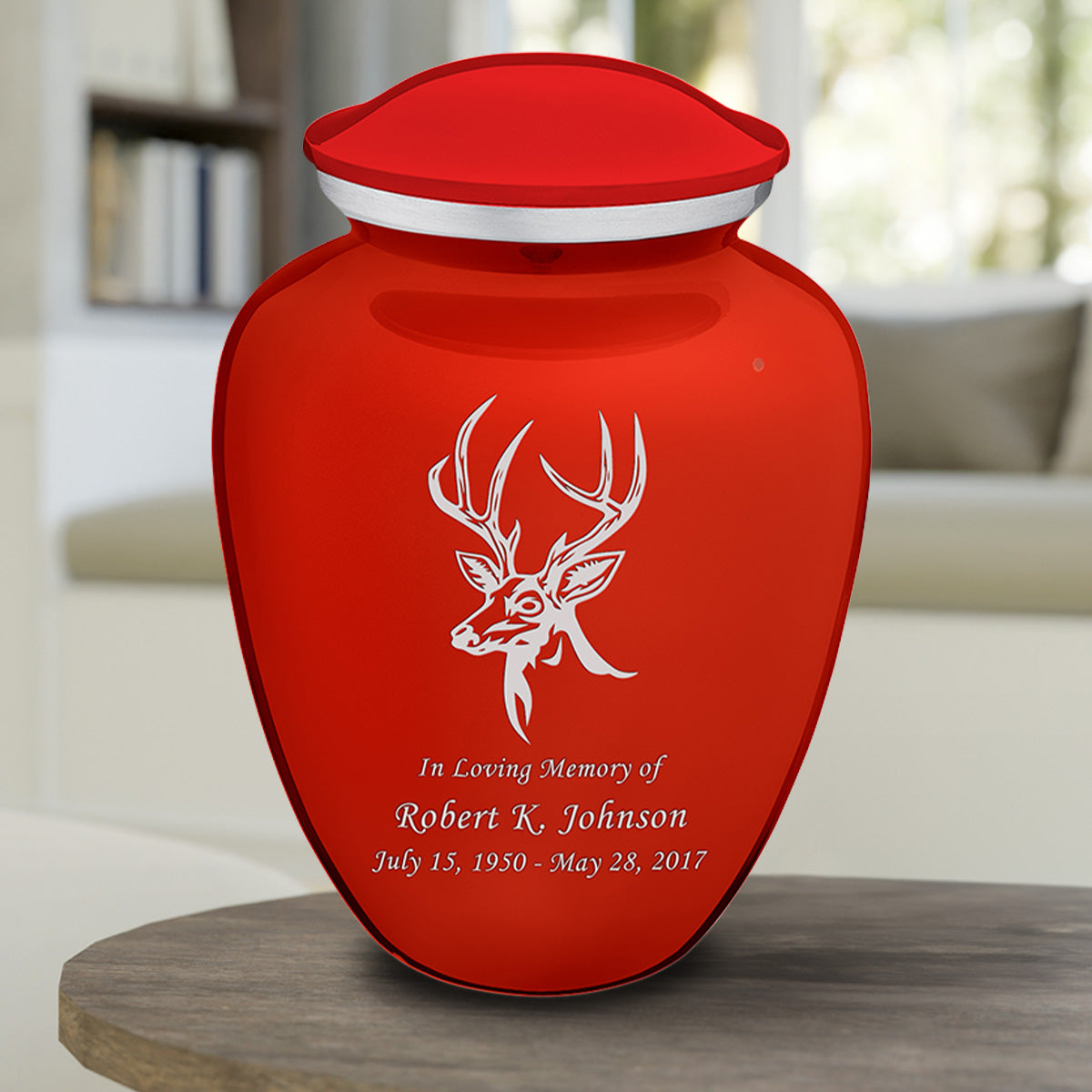 Adult Embrace Bright Red Deer Cremation Urn