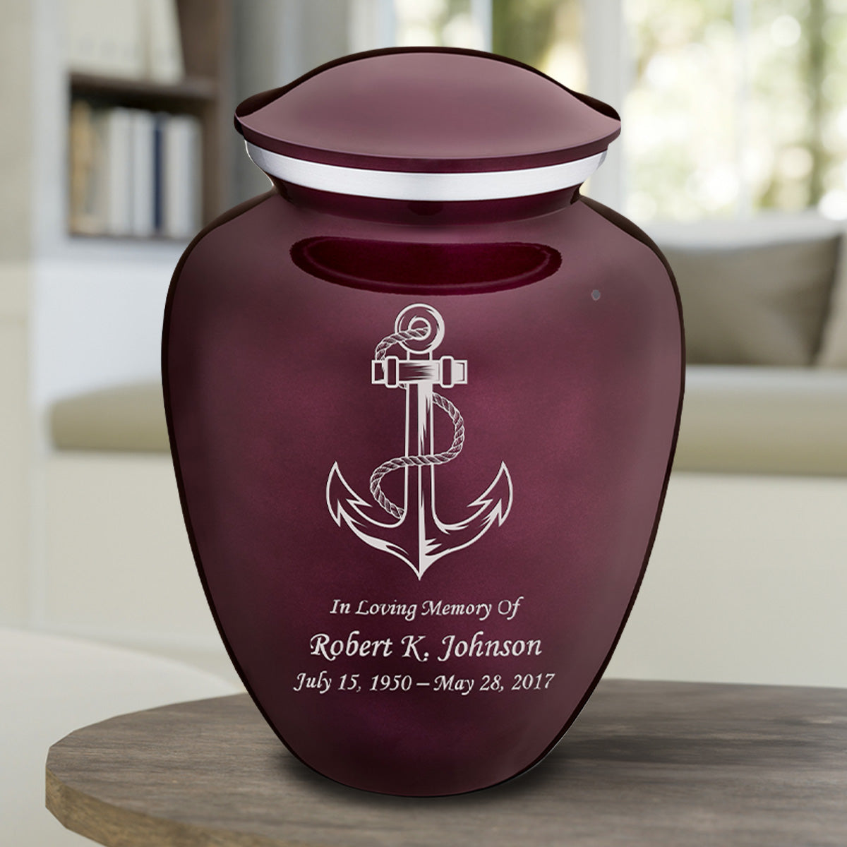 Adult Embrace Cherry Purple Anchor Cremation Urn