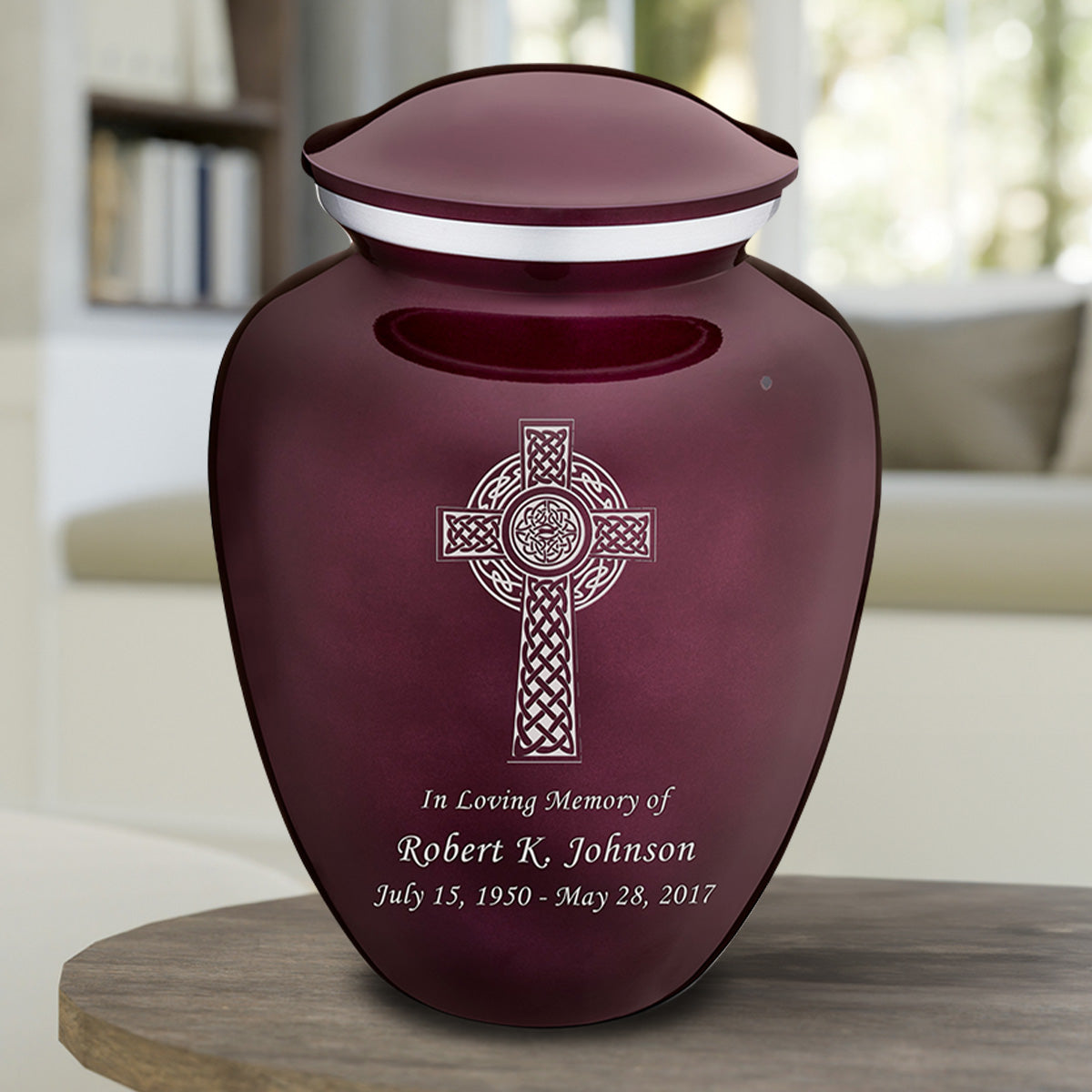 Adult Embrace Cherry Purple Celtic Cross Cremation Urn