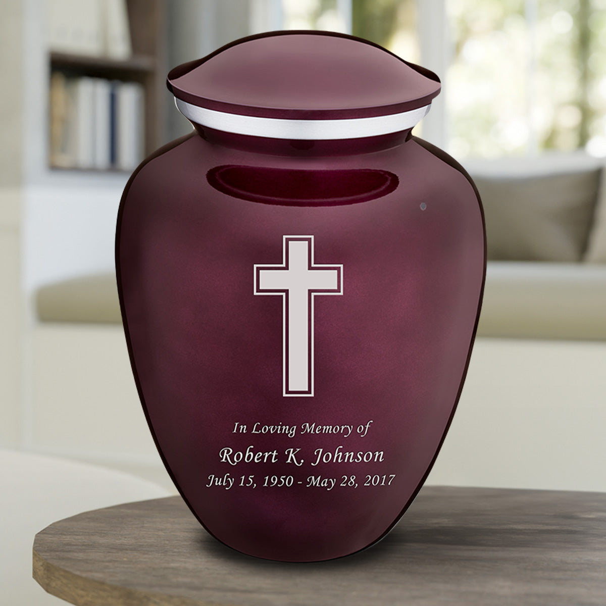 Adult Embrace Cherry Purple Simple Cross Cremation Urn