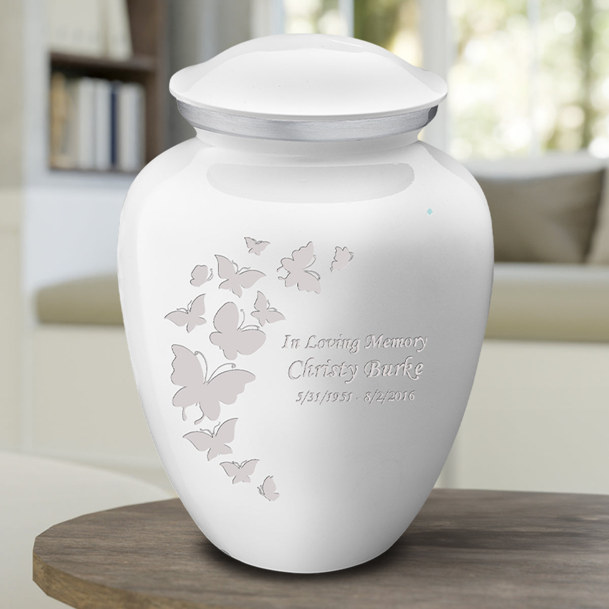 Adult Embrace White Butterfly Cremation Urn