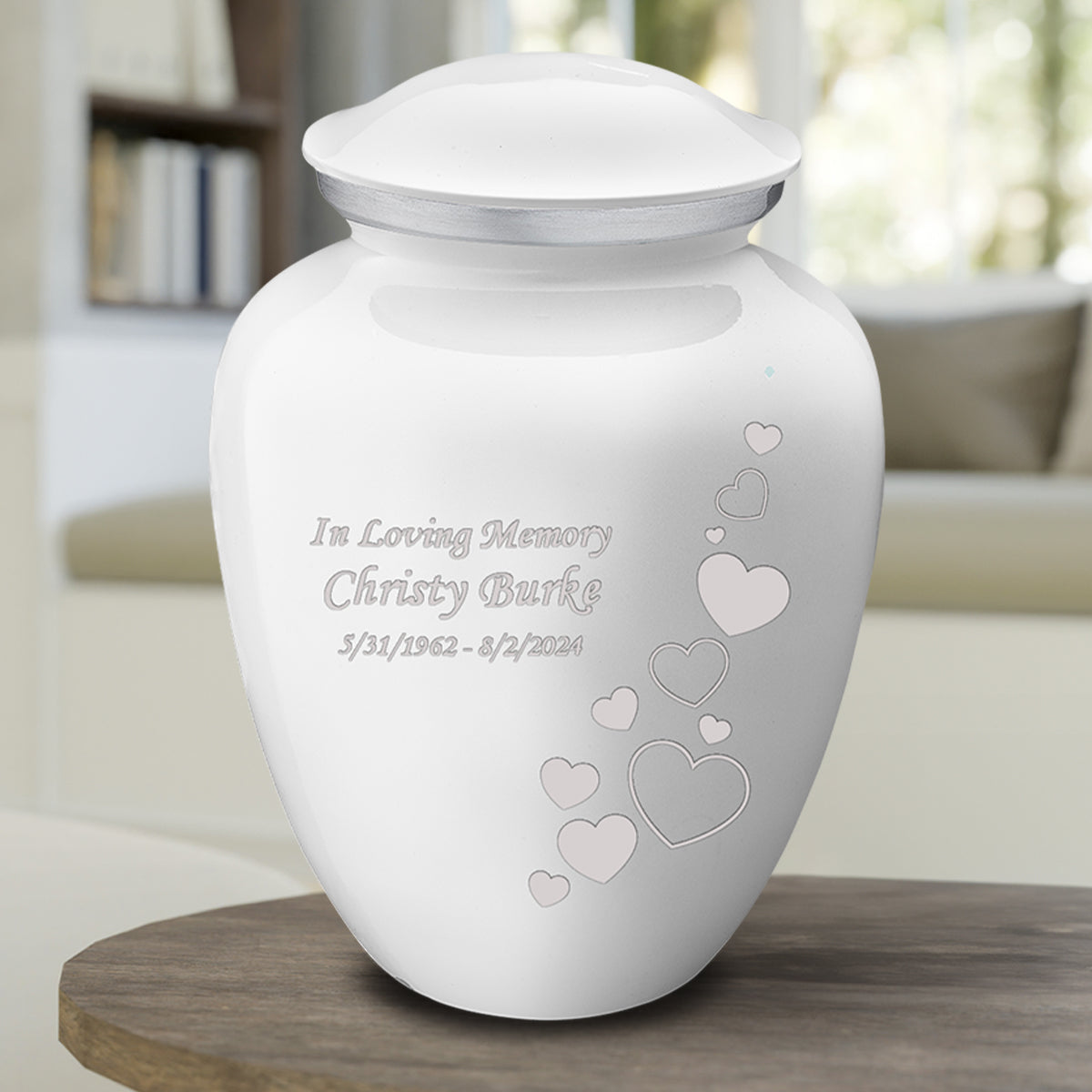 Adult Embrace White Floating Heart Cremation Urn
