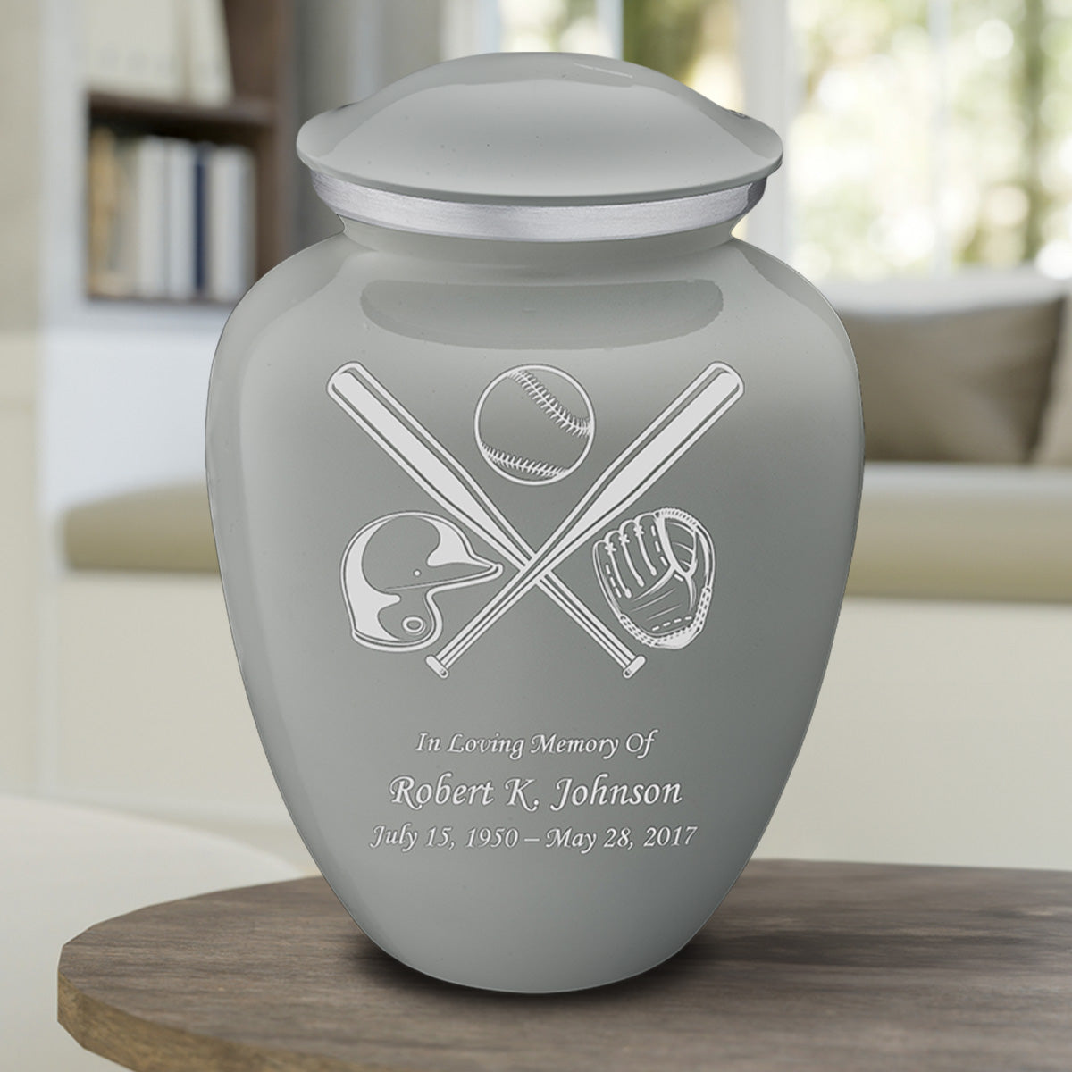 Adult Embrace Slate Grey Baseball Cremation Urn