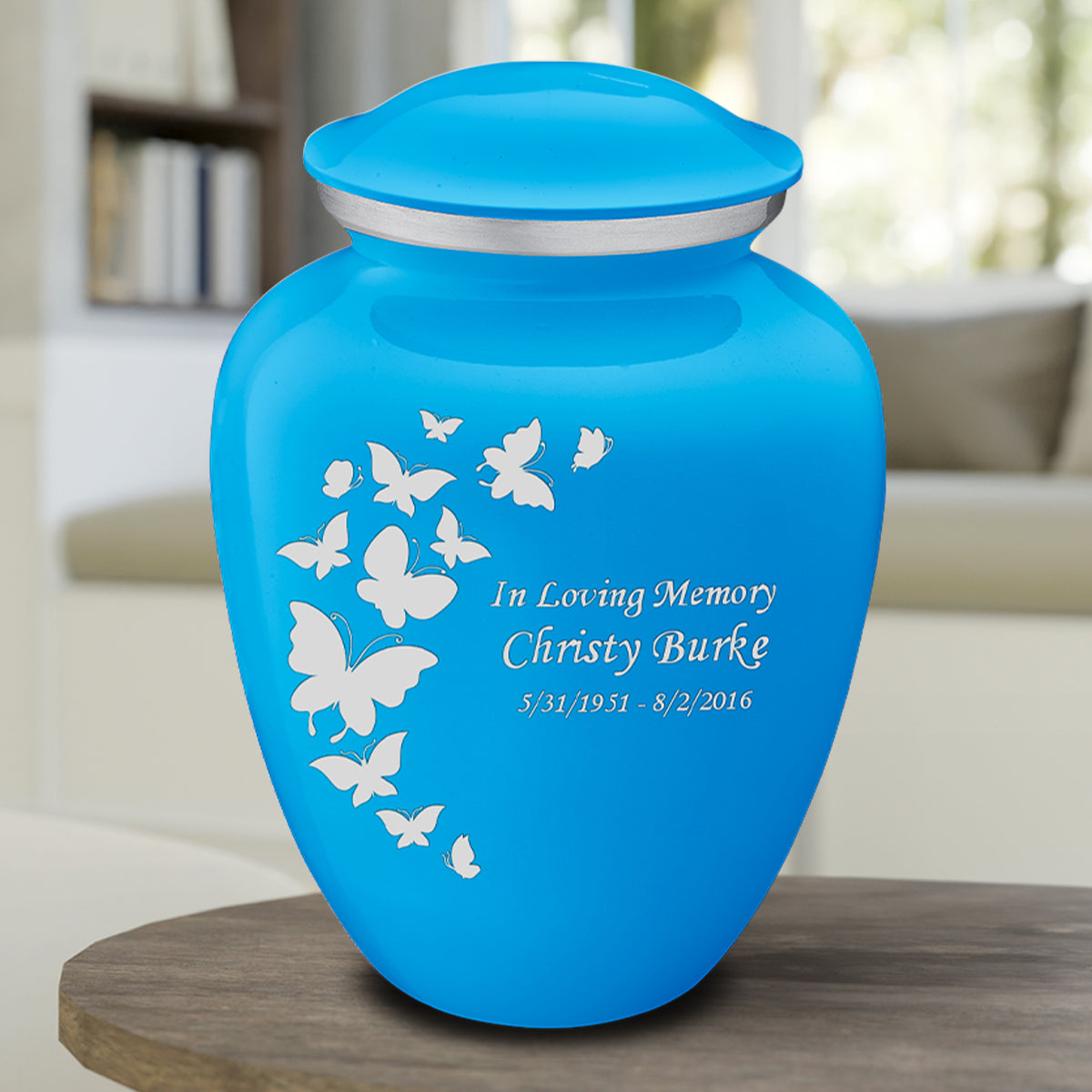 Adult Embrace Racing Blue Butterfly Cremation Urn