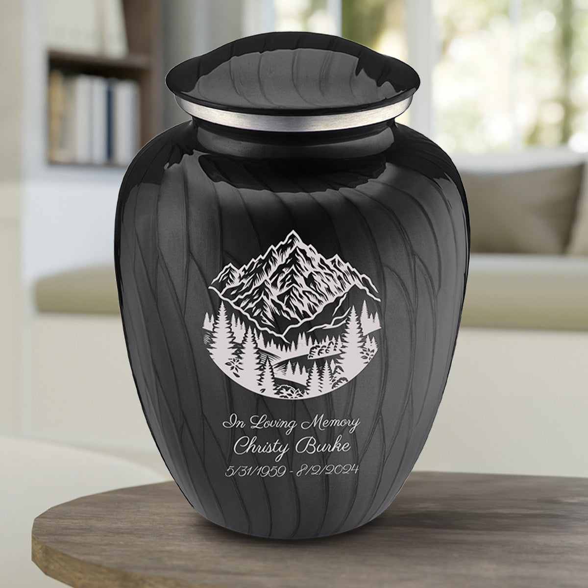 Adult Embrace Pearl Black Rocky Mountains Cremation Urn