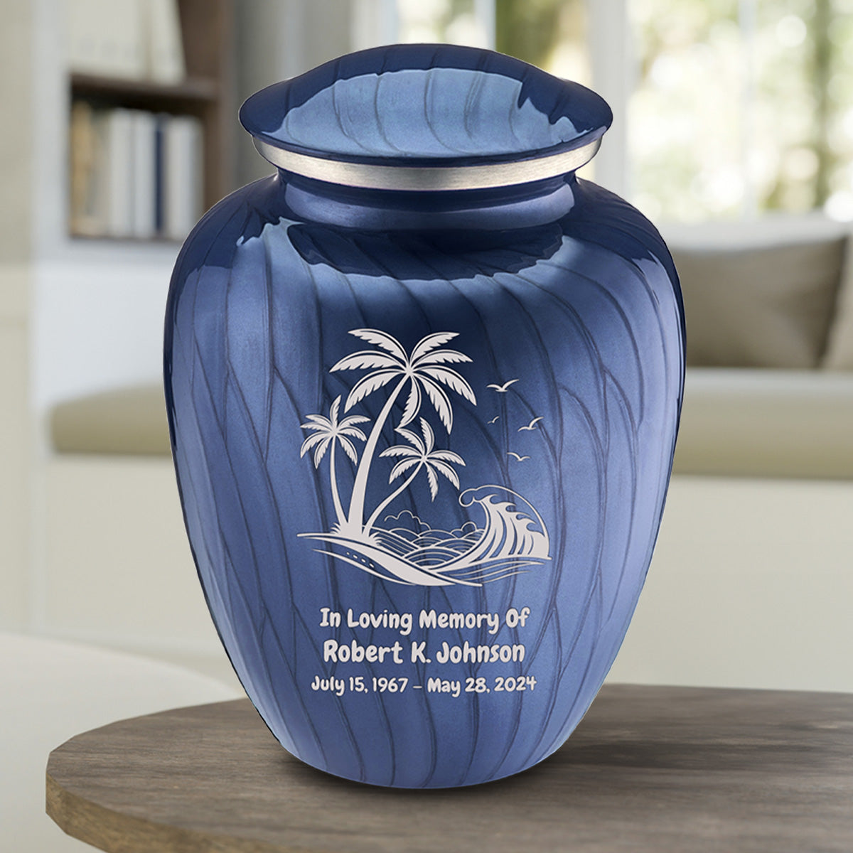 Adult Embrace Pearl Cobalt Blue Palm Beach Cremation Urn