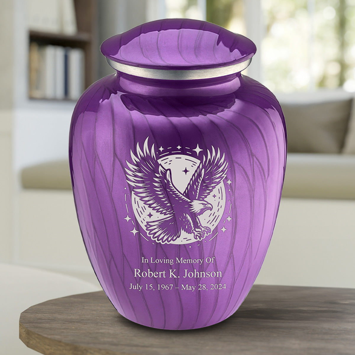 Adult Embrace Pearl Purple Flying Eagle Cremation Urn