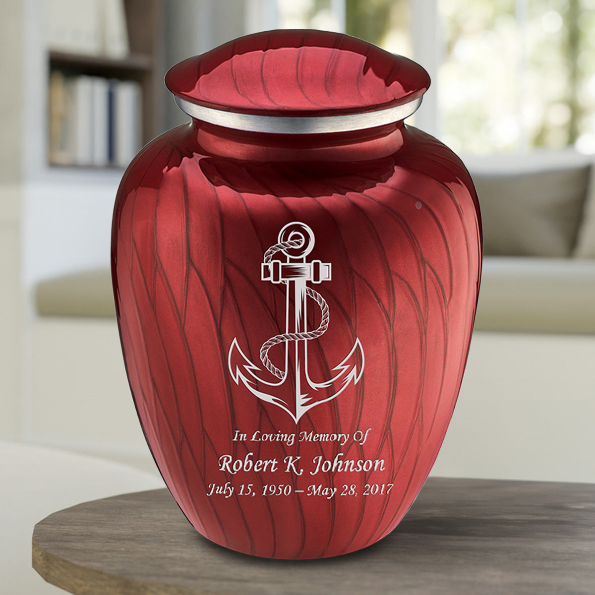 Adult Embrace Pearl Candy Red Anchor Cremation Urn