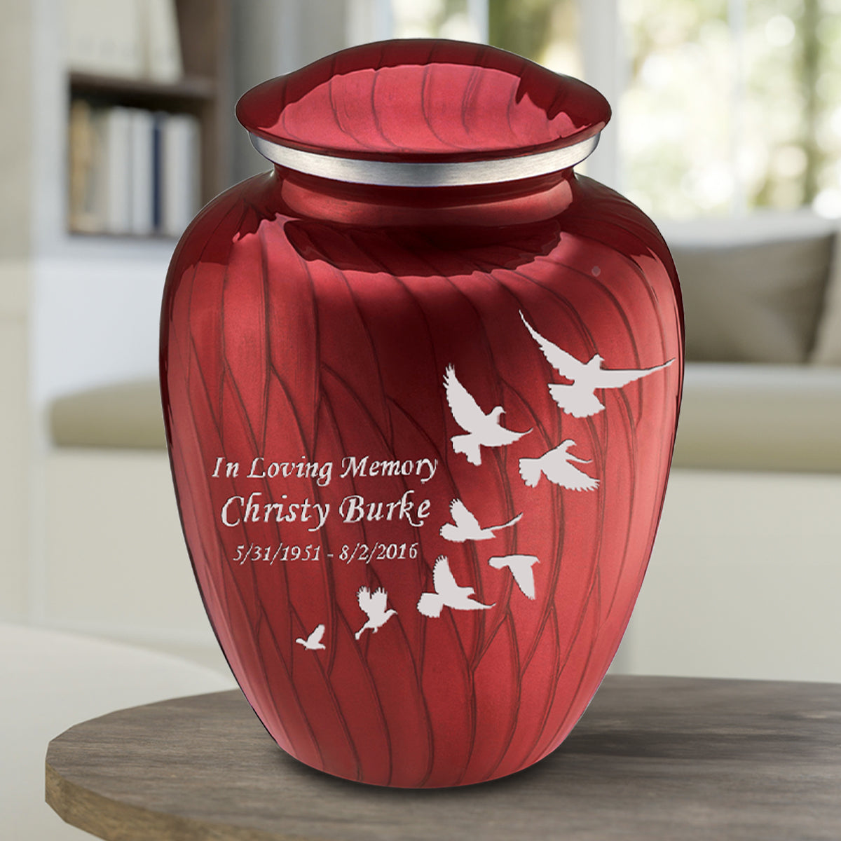 Adult Embrace Pearl Candy Red Doves Cremation Urn
