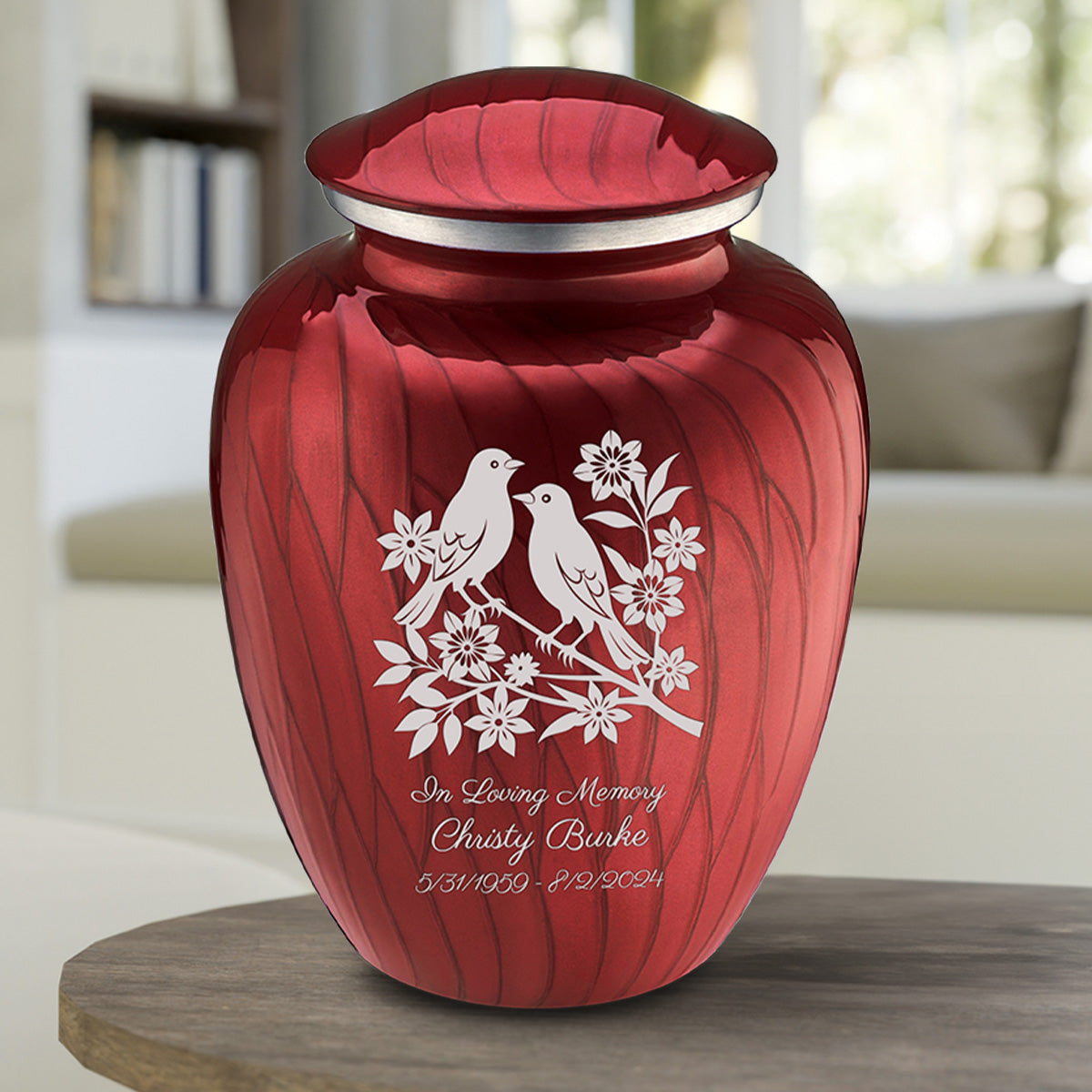 Adult Embrace Pearl Candy Red Songbirds Cremation Urn