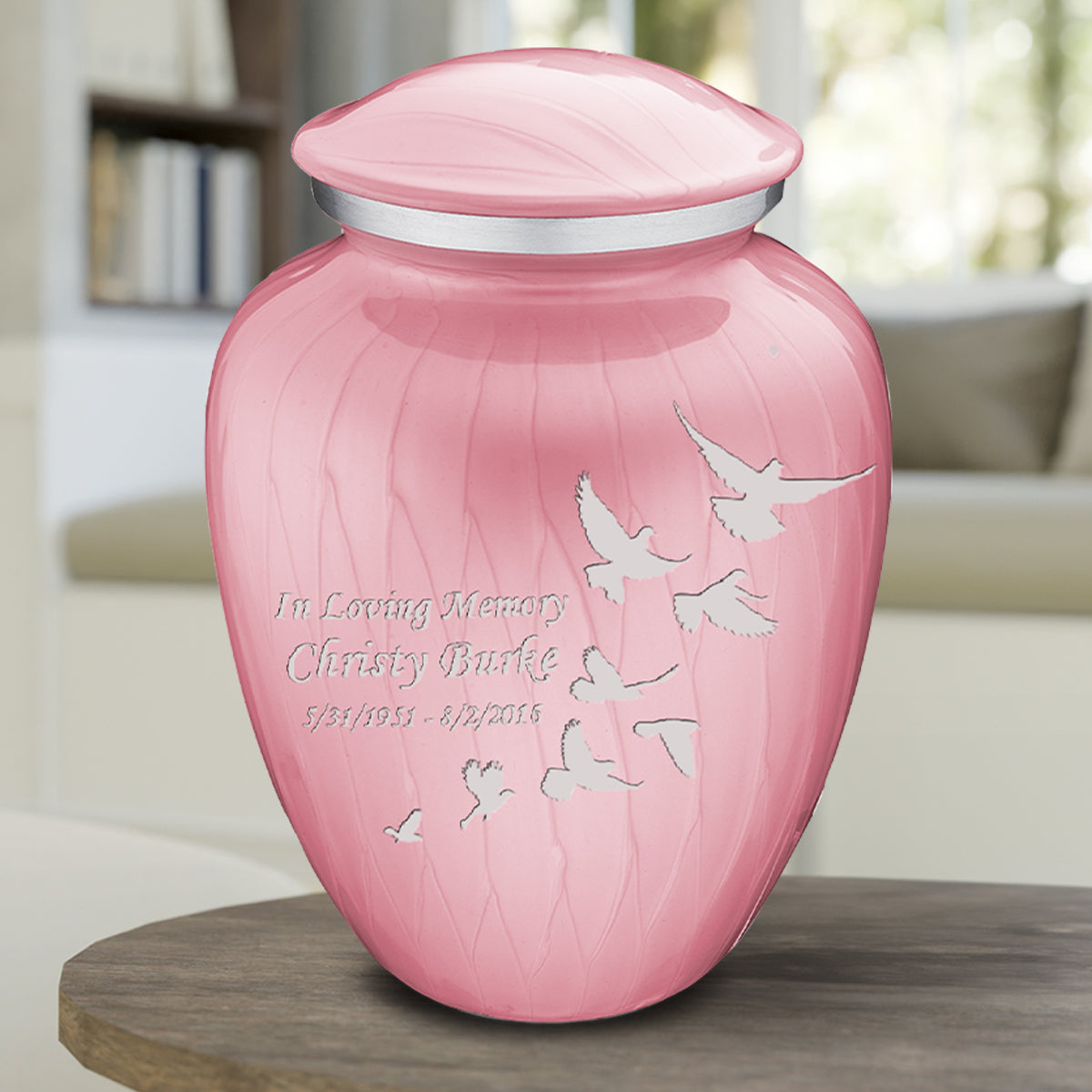 Adult Embrace Pearl Pink Doves Cremation Urn