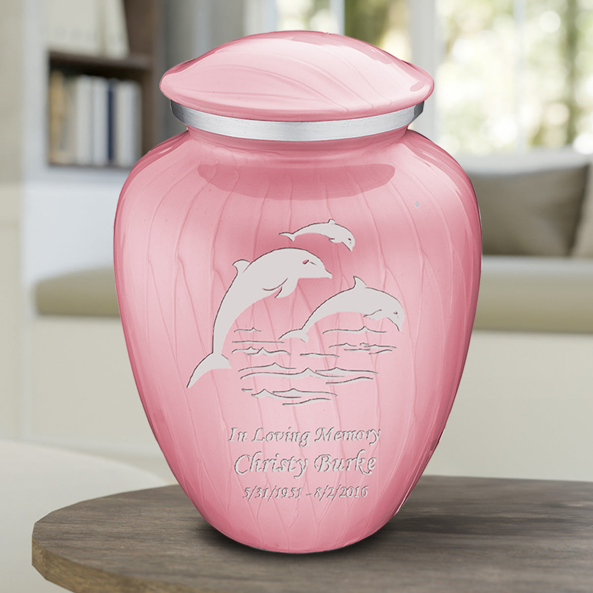 Adult Embrace Pearl Light Pink Dolphin Cremation Urn