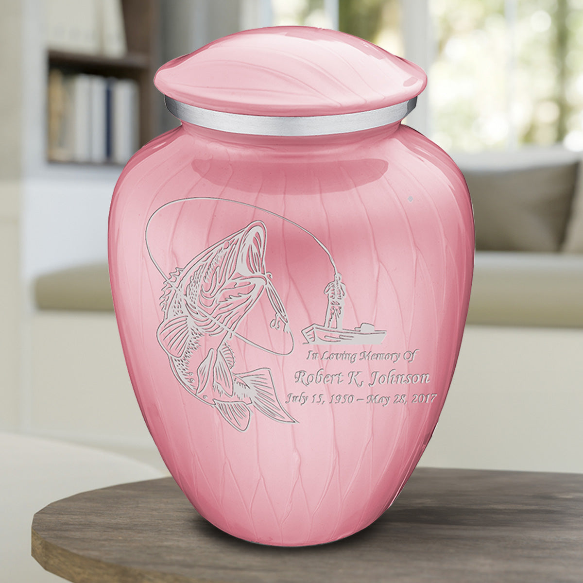 Adult Embrace Pearl Light Pink Fishing Cremation Urn