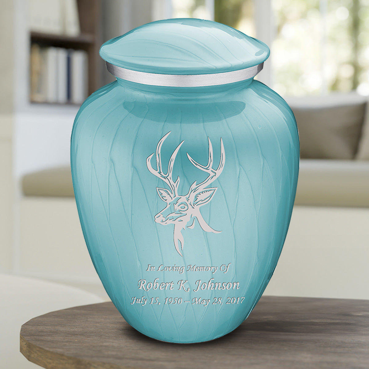 Adult Embrace Pearl Light Blue Deer Cremation Urn