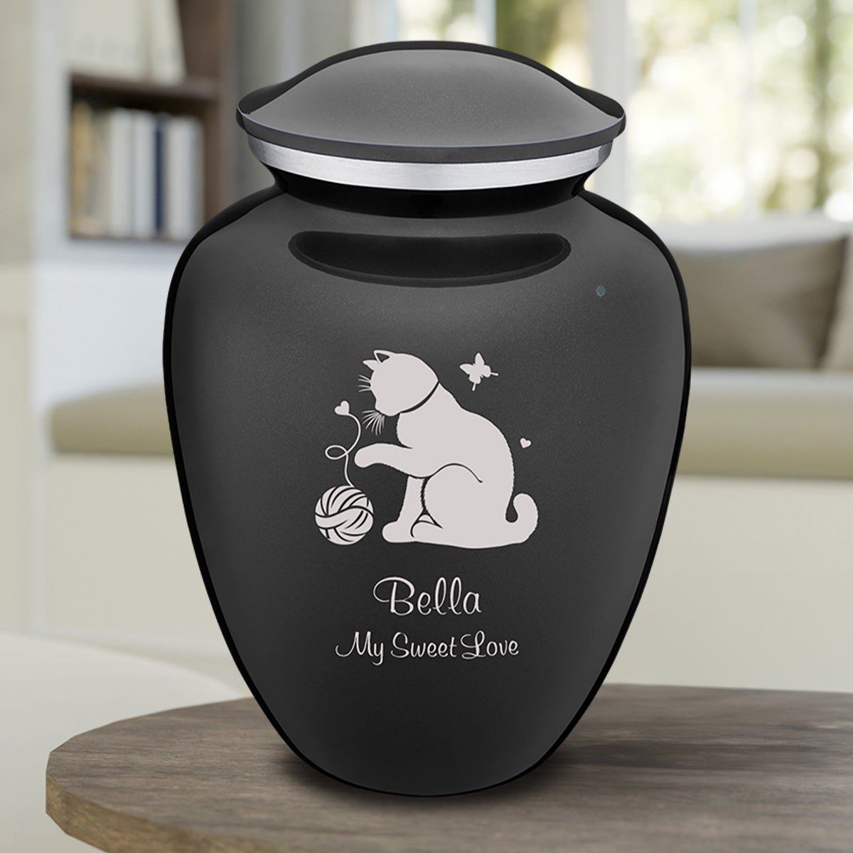 Large Embrace Charcoal Black Pet Fun Cat Cremation Urn