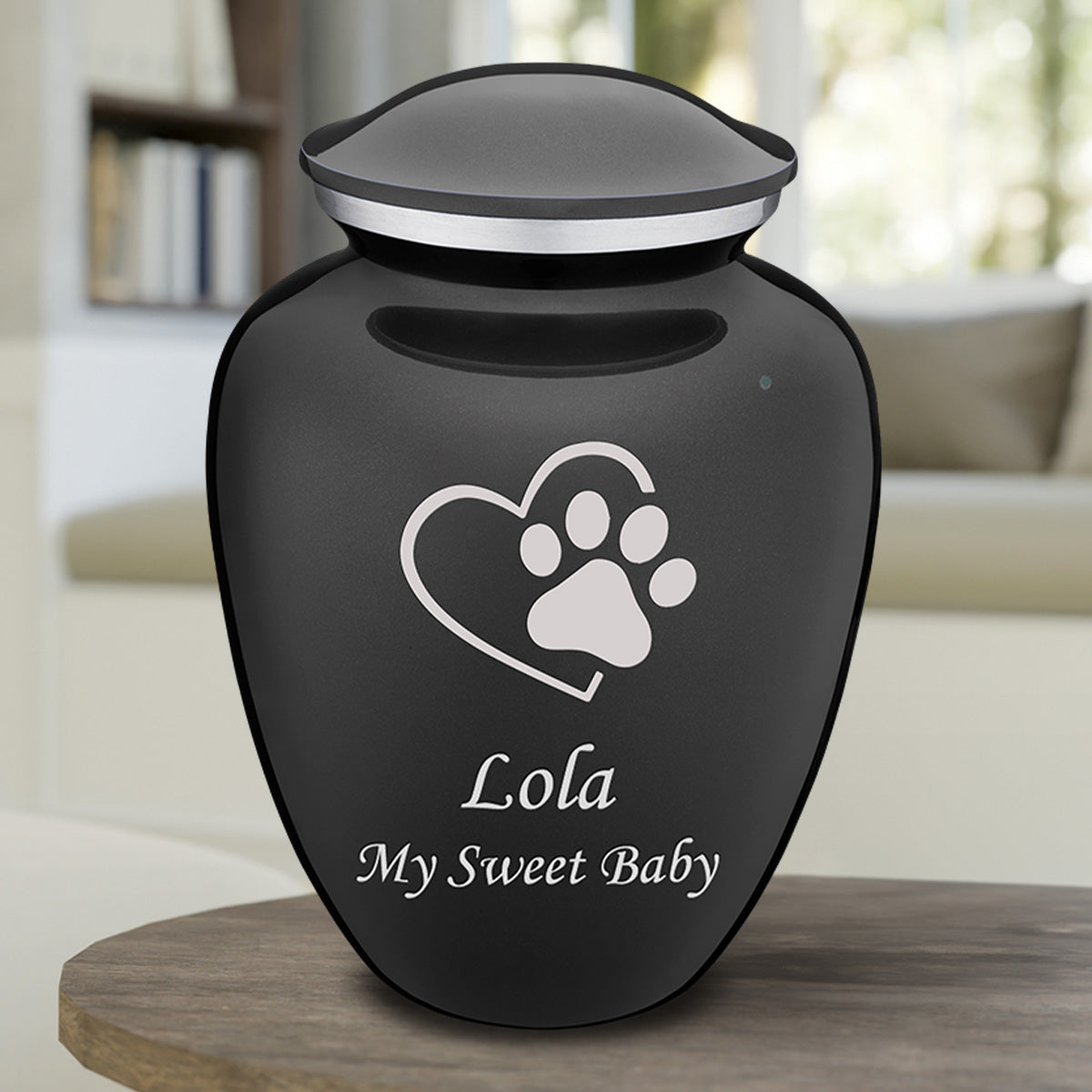 Large Embrace Charcoal Single Paw Heart Pet Cremation Urn