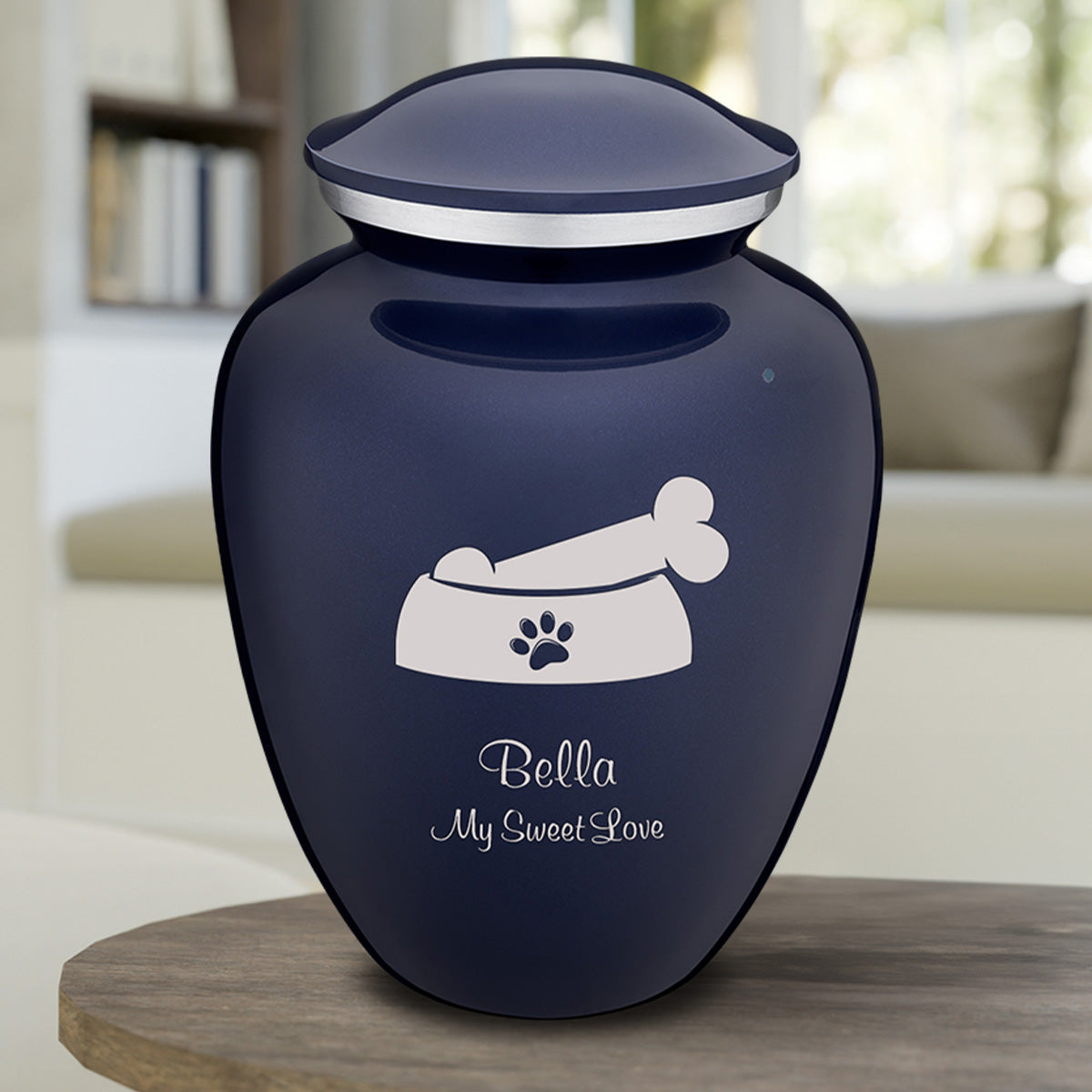 Large Embrace Cobalt Blue Pet Dog Bone Cremation Urn